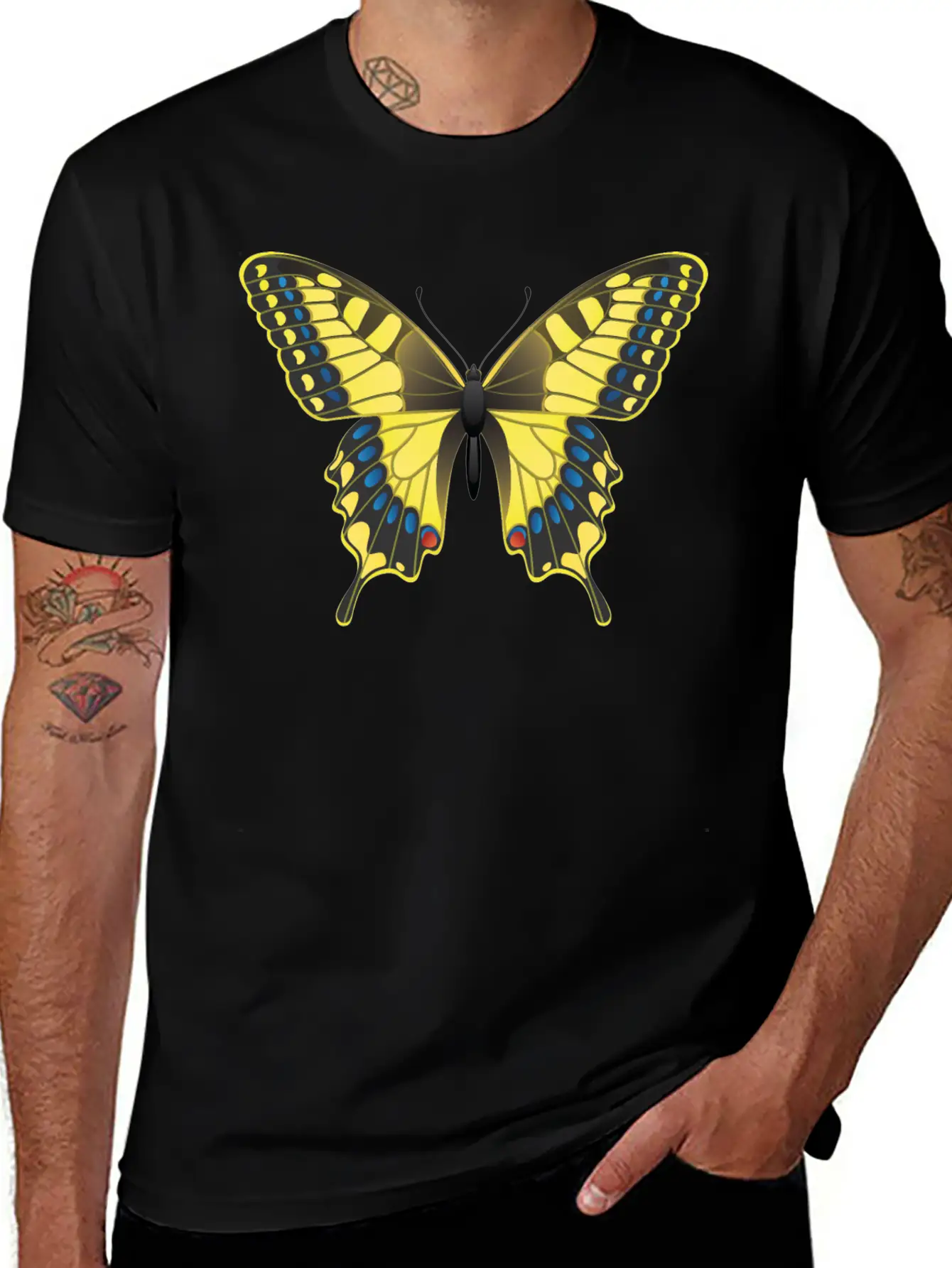 Swallowtail Butterfly Unisex Short Sleeve Soft Cotton T-Shirt – Casual Everyday Wear