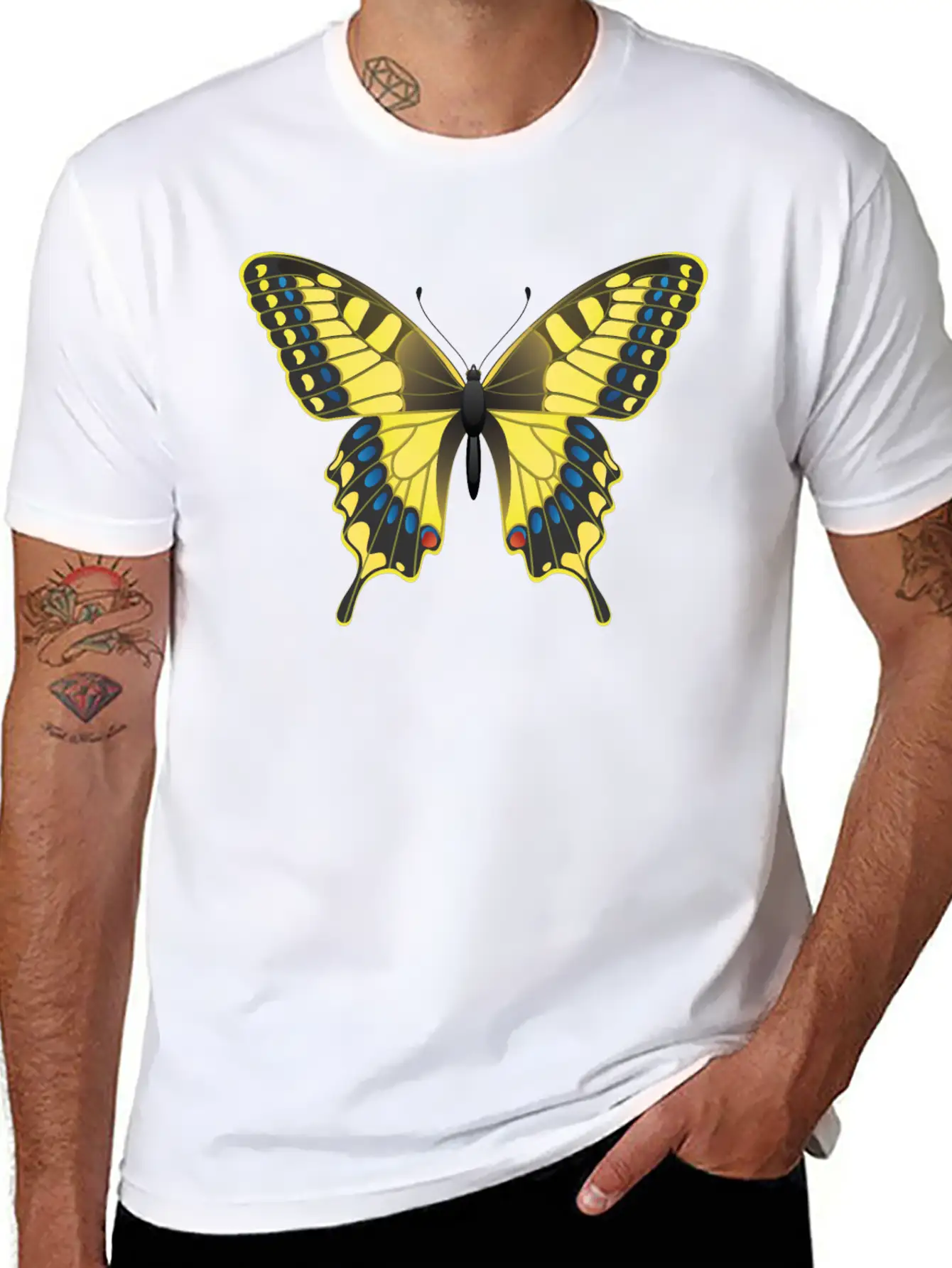 Swallowtail Butterfly Unisex Short Sleeve Soft Cotton T-Shirt – Casual Everyday Wear