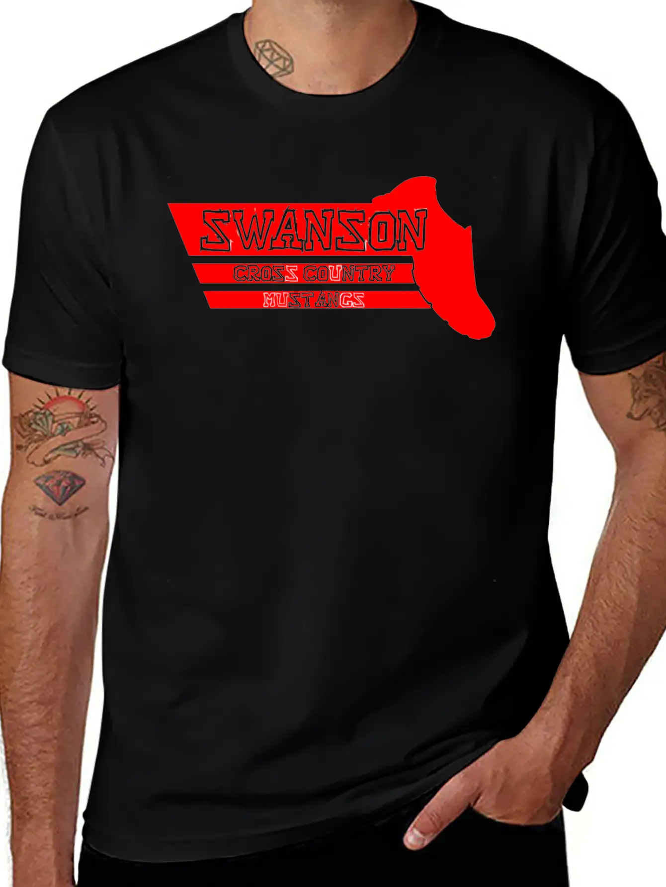Swanson Cross Country Mustangs Unisex Short Sleeve Soft Cotton T-Shirt – Casual Everyday Wear