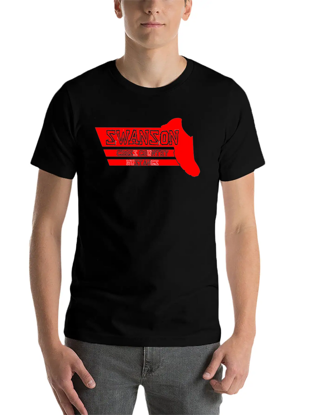 Swanson Cross Country Mustangs Unisex Short Sleeve Soft Cotton T-Shirt – Casual Everyday Wear