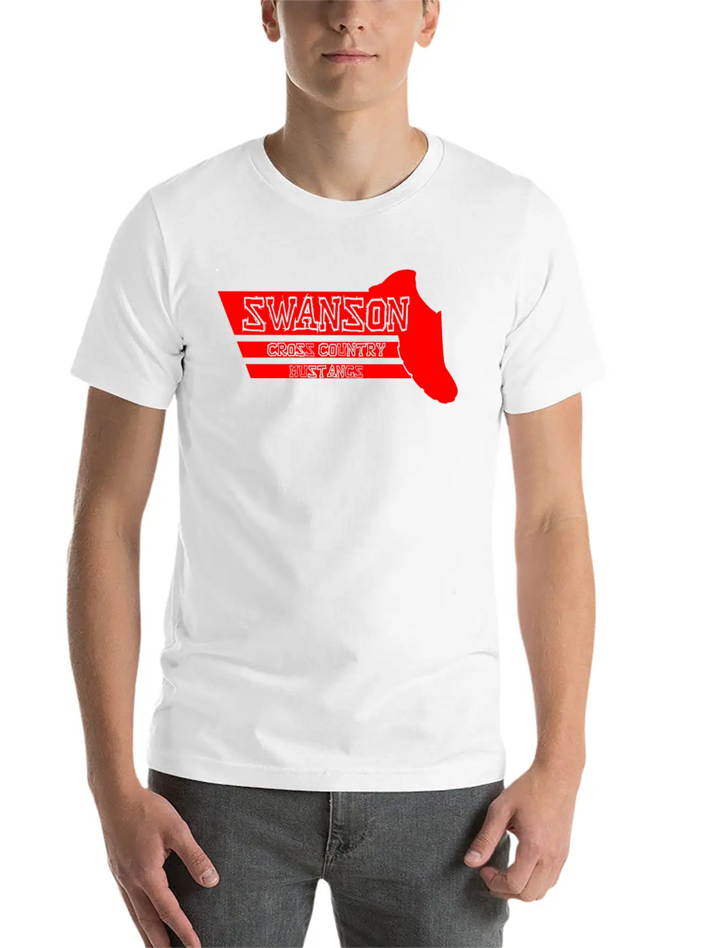 Swanson Cross Country Mustangs Unisex Short Sleeve Soft Cotton T-Shirt – Casual Everyday Wear