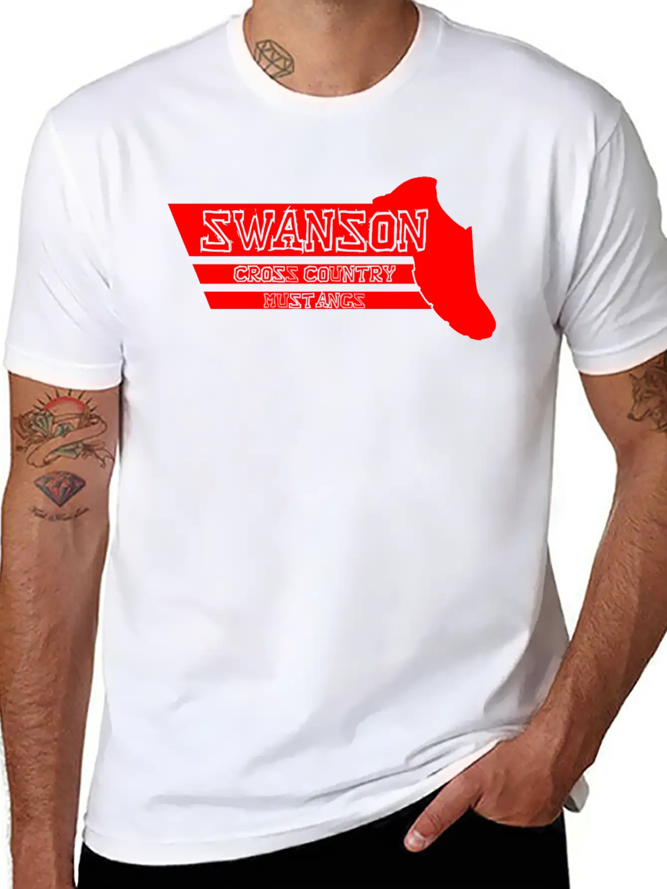 Swanson Cross Country Mustangs Unisex Short Sleeve Soft Cotton T-Shirt – Casual Everyday Wear