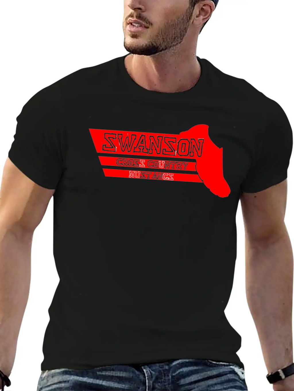 Swanson Cross Country Mustangs Unisex Short Sleeve Soft Cotton T-Shirt – Casual Everyday Wear
