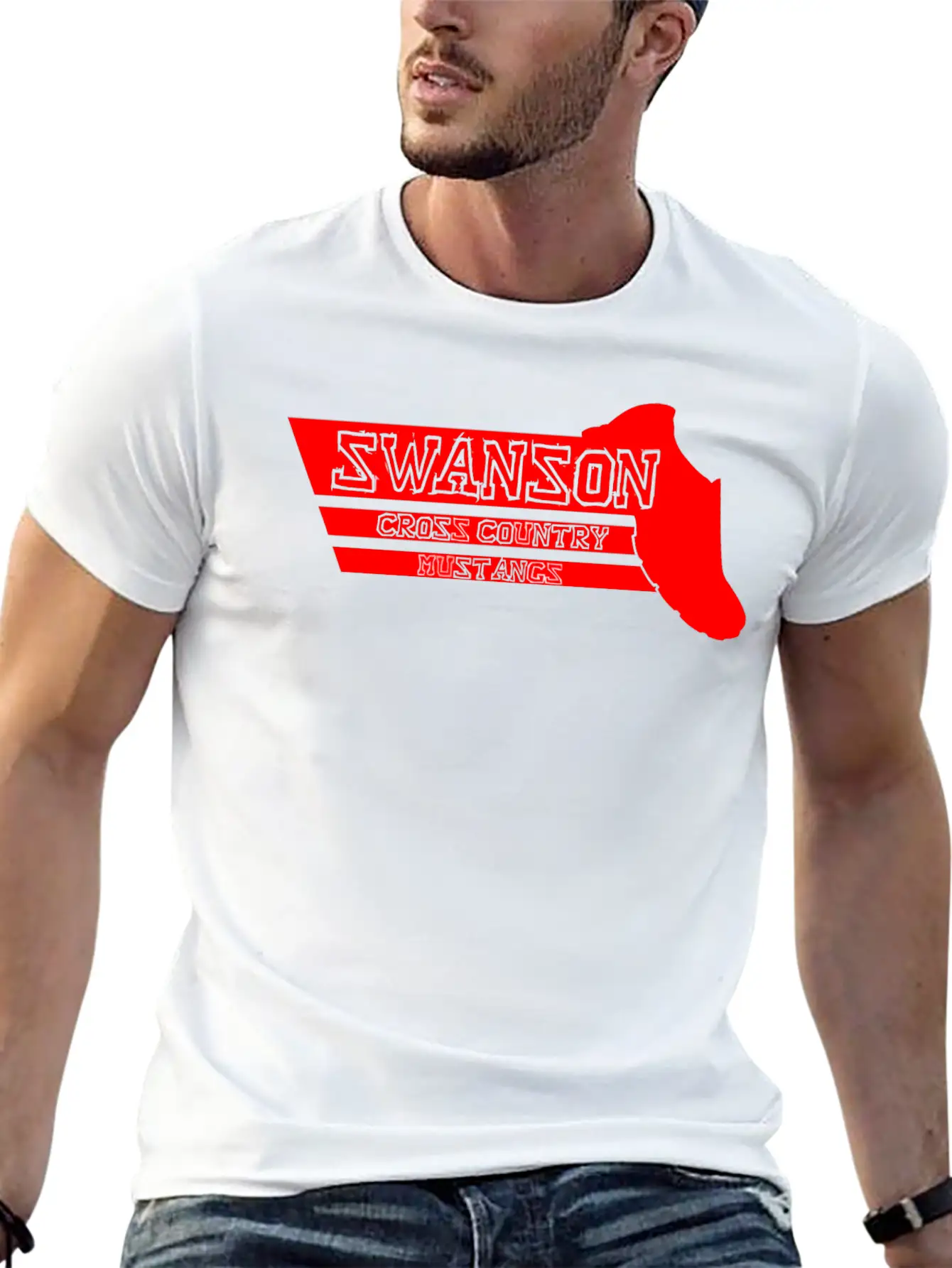 Swanson Cross Country Mustangs Unisex Short Sleeve Soft Cotton T-Shirt – Casual Everyday Wear