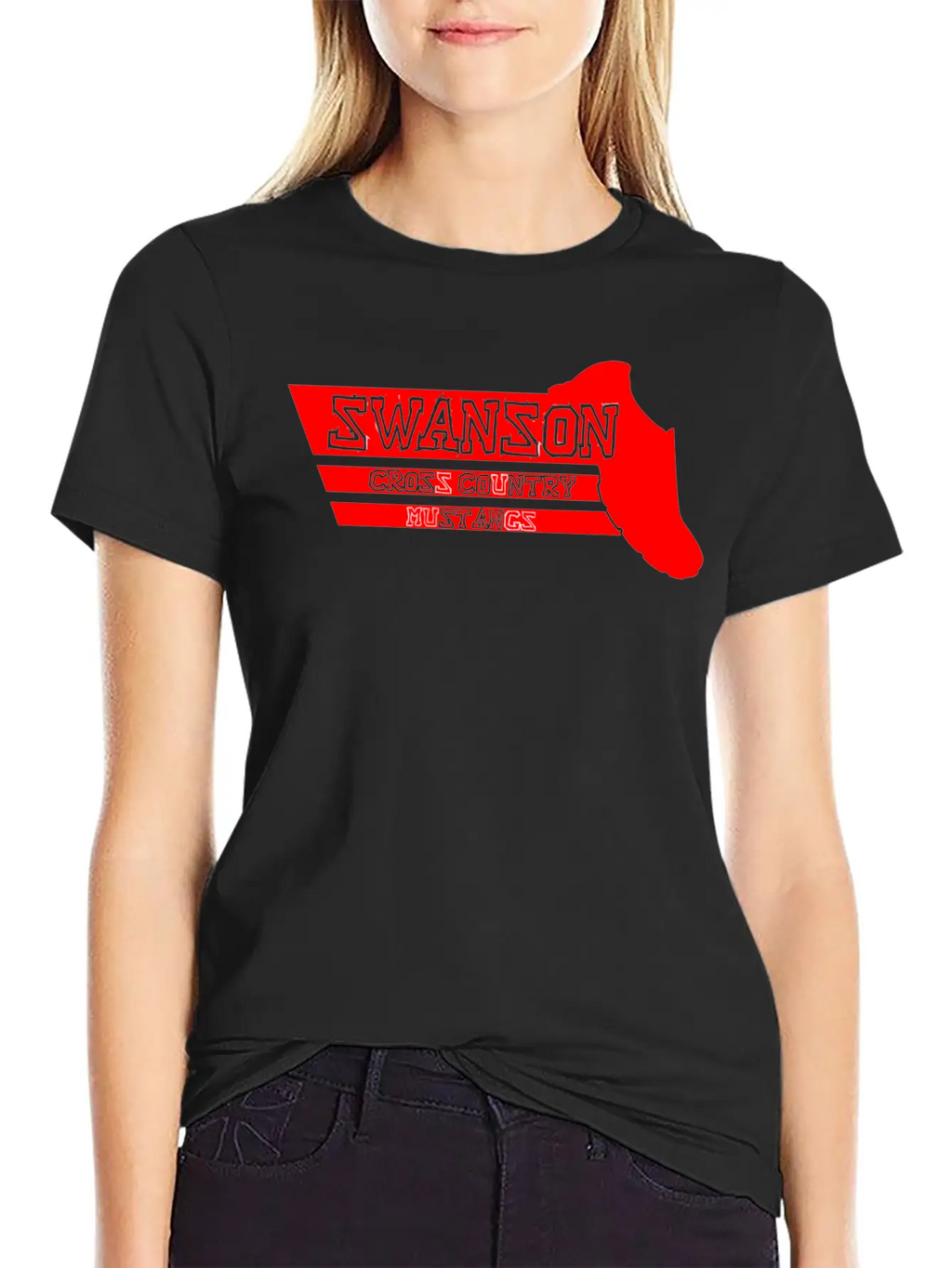 Swanson Cross Country Mustangs Unisex Short Sleeve Soft Cotton T-Shirt – Casual Everyday Wear