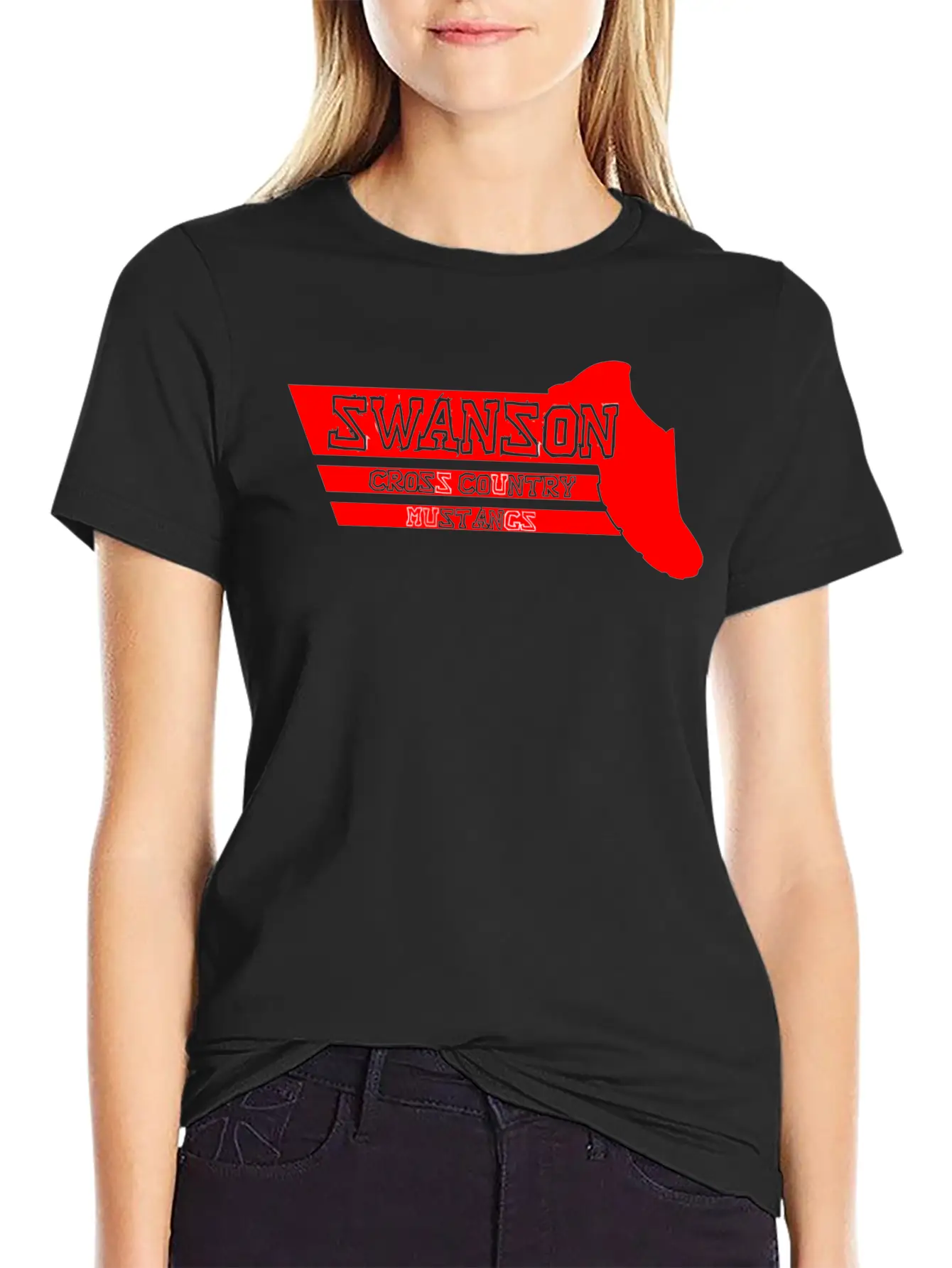 Swanson Cross Country Mustangs Unisex Short Sleeve Soft Cotton T-Shirt – Casual Everyday Wear