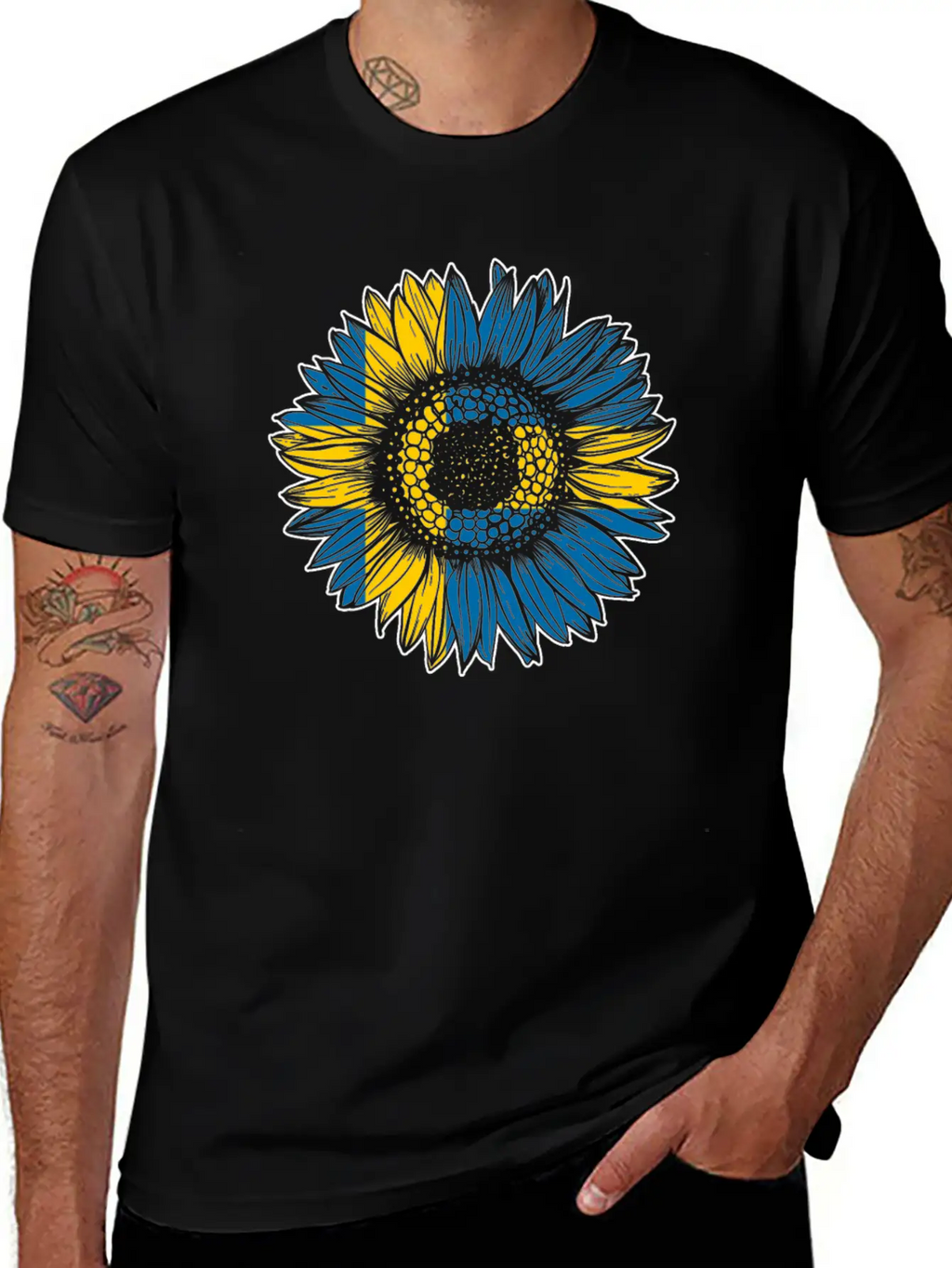 Sweden Flag Sunflower Breathable Soft Cotton T-Shirt – Timeless Casual Look