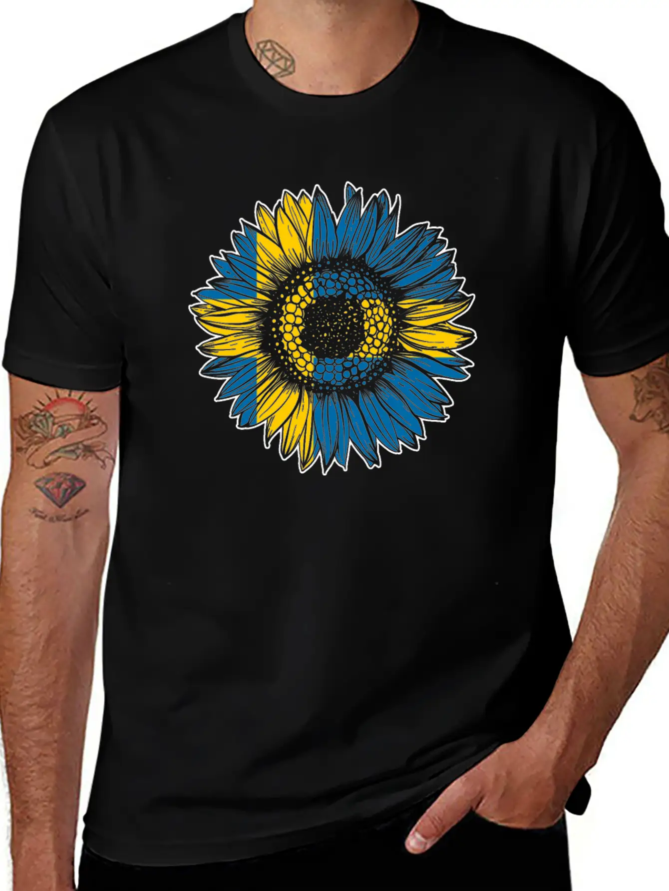 Sweden Flag Sunflower Breathable Soft Cotton T-Shirt – Timeless Casual Look
