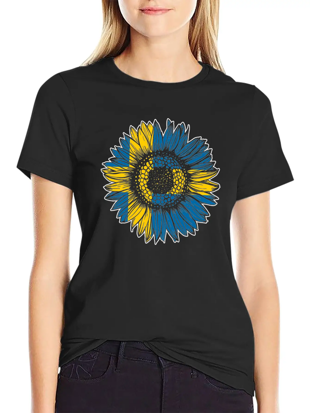 Sweden Flag Sunflower Breathable Soft Cotton T-Shirt – Timeless Casual Look