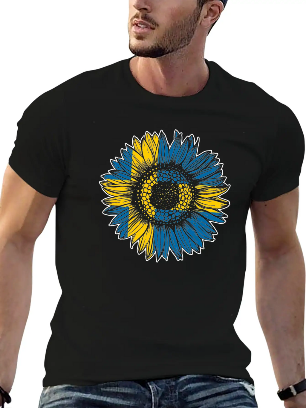 Sweden Flag Sunflower Breathable Soft Cotton T-Shirt – Timeless Casual Look