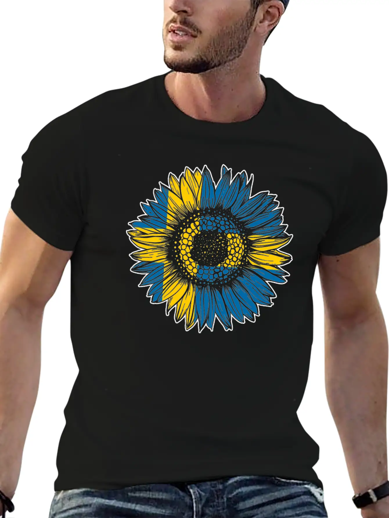 Sweden Flag Sunflower Breathable Soft Cotton T-Shirt – Timeless Casual Look