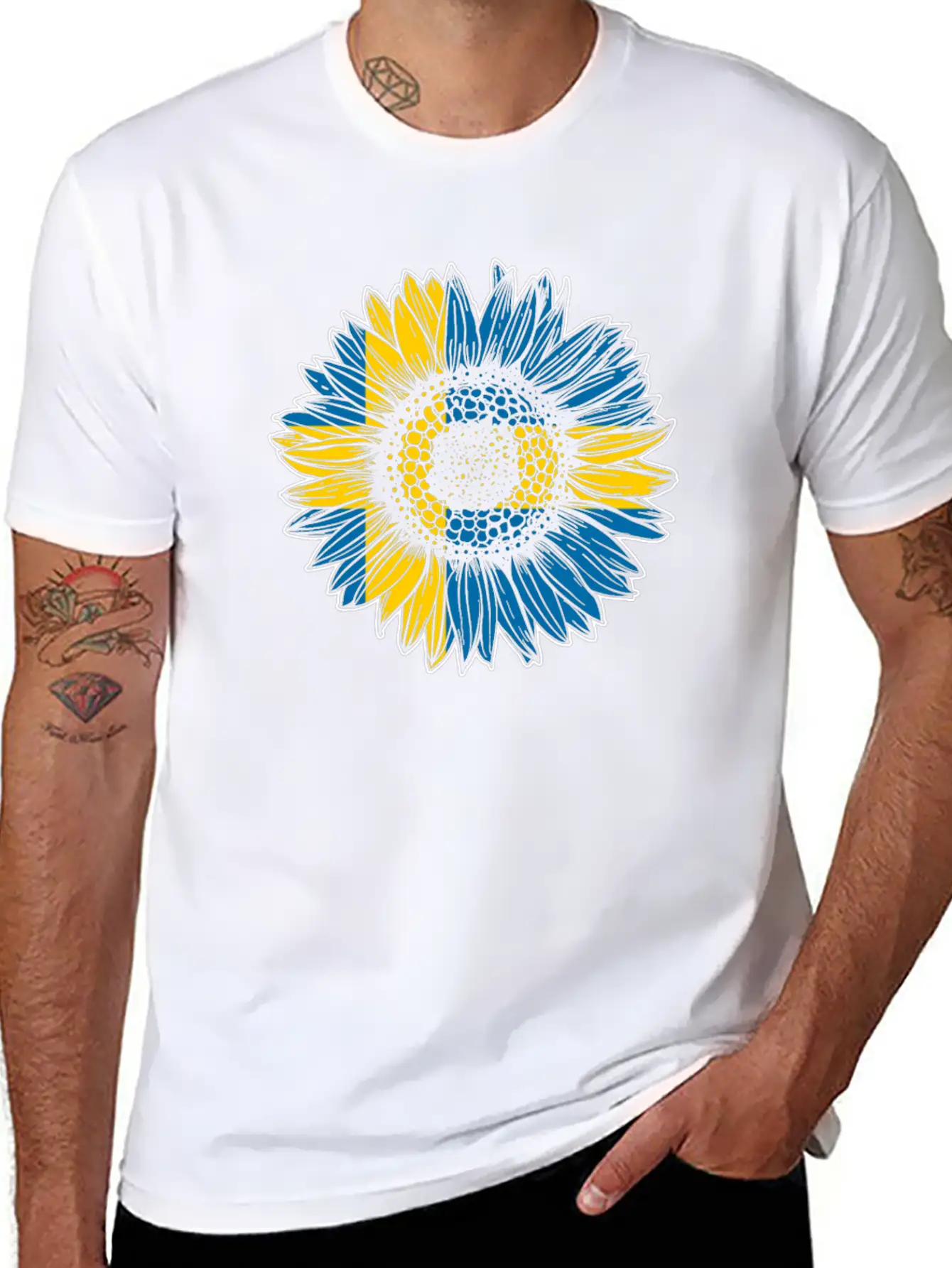 Sweden Flag Sunflower Breathable Soft Cotton T-Shirt – Timeless Casual Look