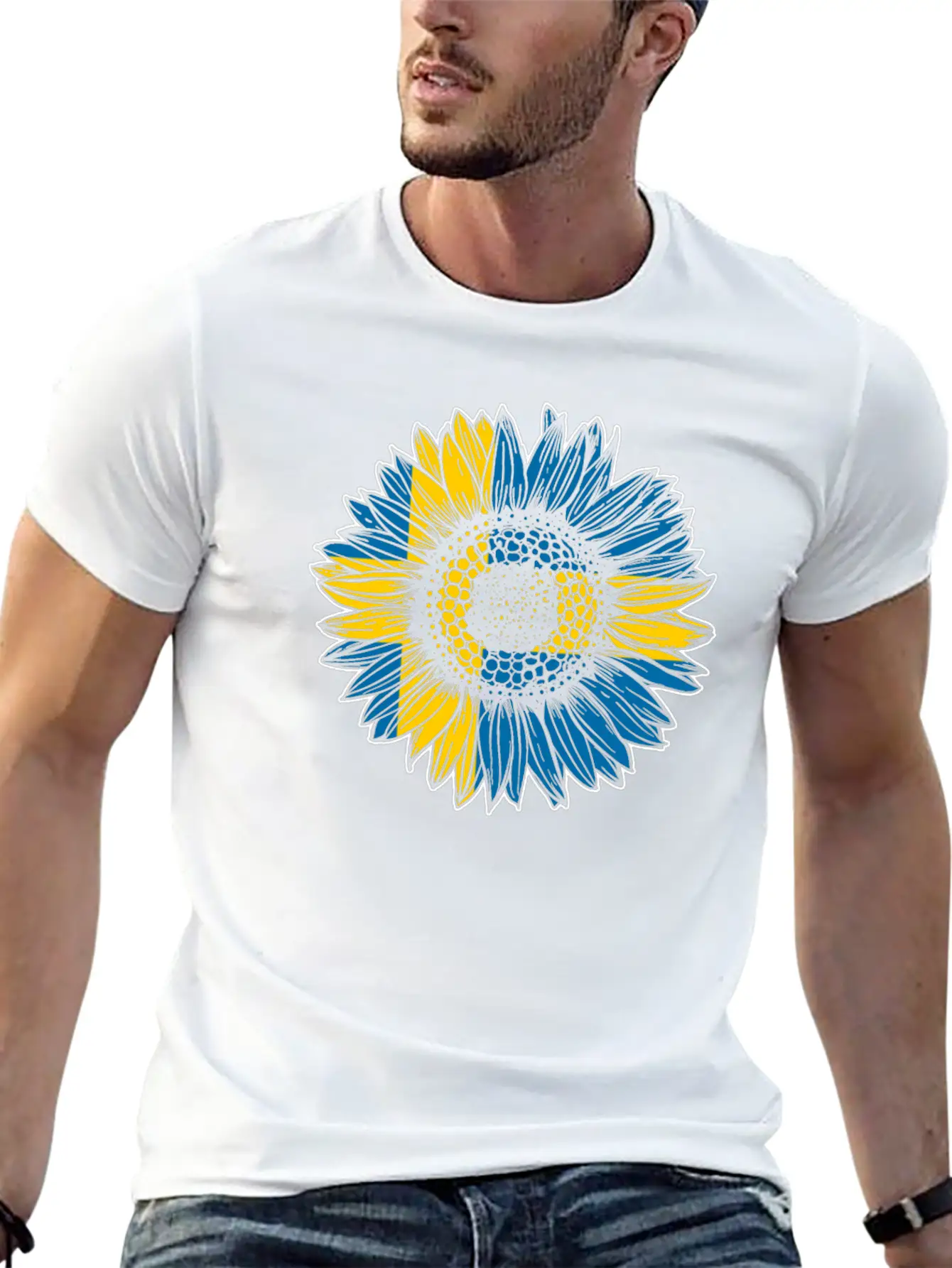 Sweden Flag Sunflower Breathable Soft Cotton T-Shirt – Timeless Casual Look