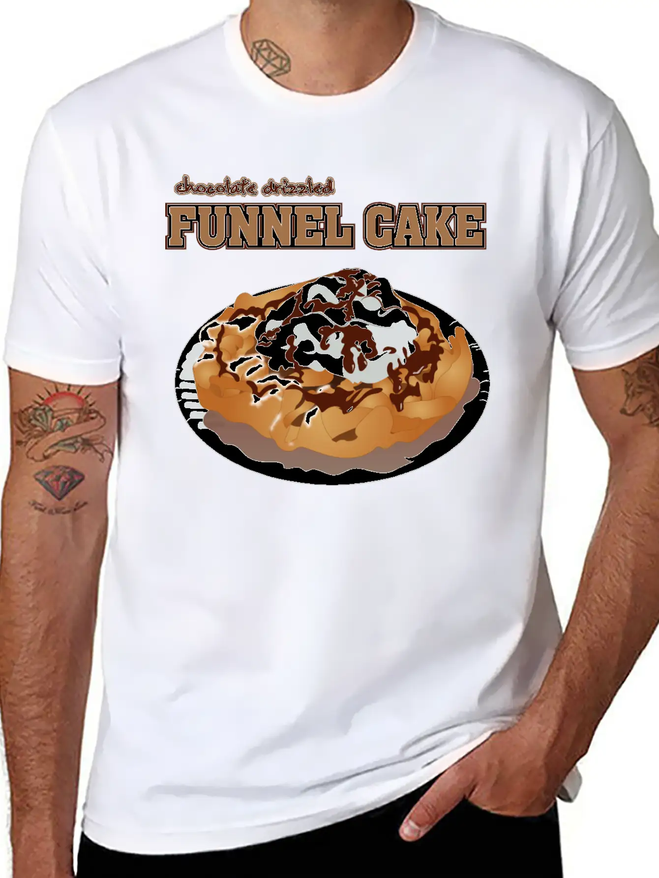 Sweet Tooth Collect Chocolate Drizzled Funnel Cake Unisex Casual T-Shirt – Clean Design For Daily Comfort