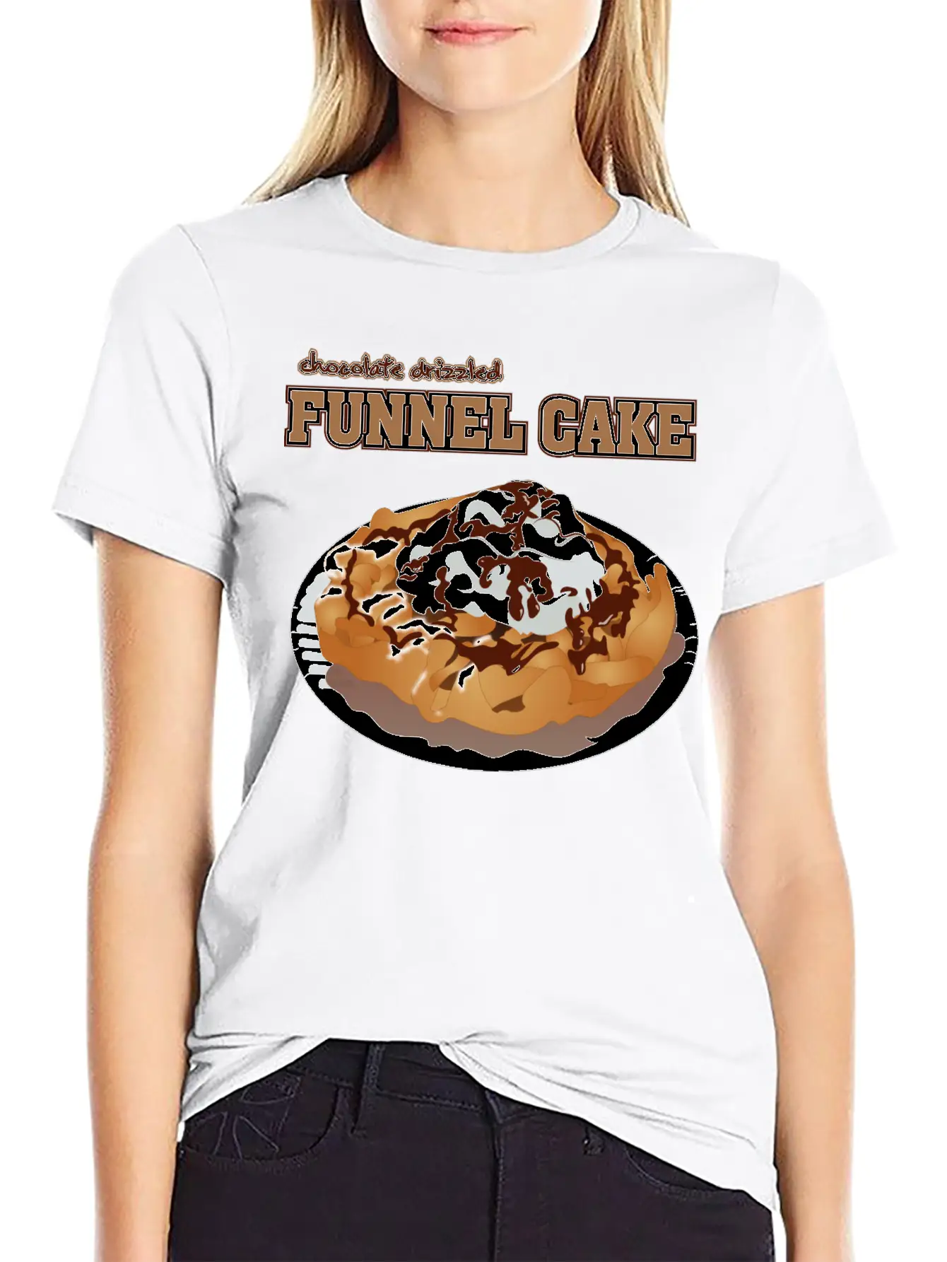 Sweet Tooth Collect Chocolate Drizzled Funnel Cake Unisex Casual T-Shirt – Clean Design For Daily Comfort