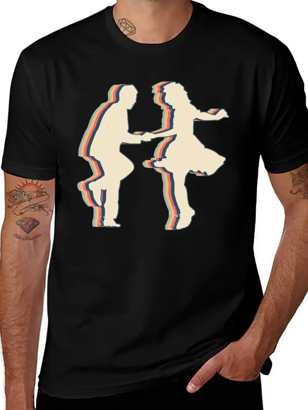 Swing Dance Swimmer Swim Retro Line Art Unisex Casual T-Shirt – Clean Design For Daily Comfort