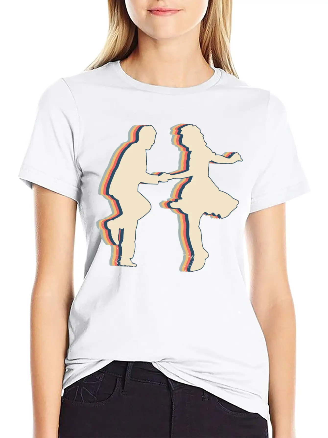 Swing Dance Swimmer Swim Retro Line Art Unisex Casual T-Shirt – Clean Design For Daily Comfort