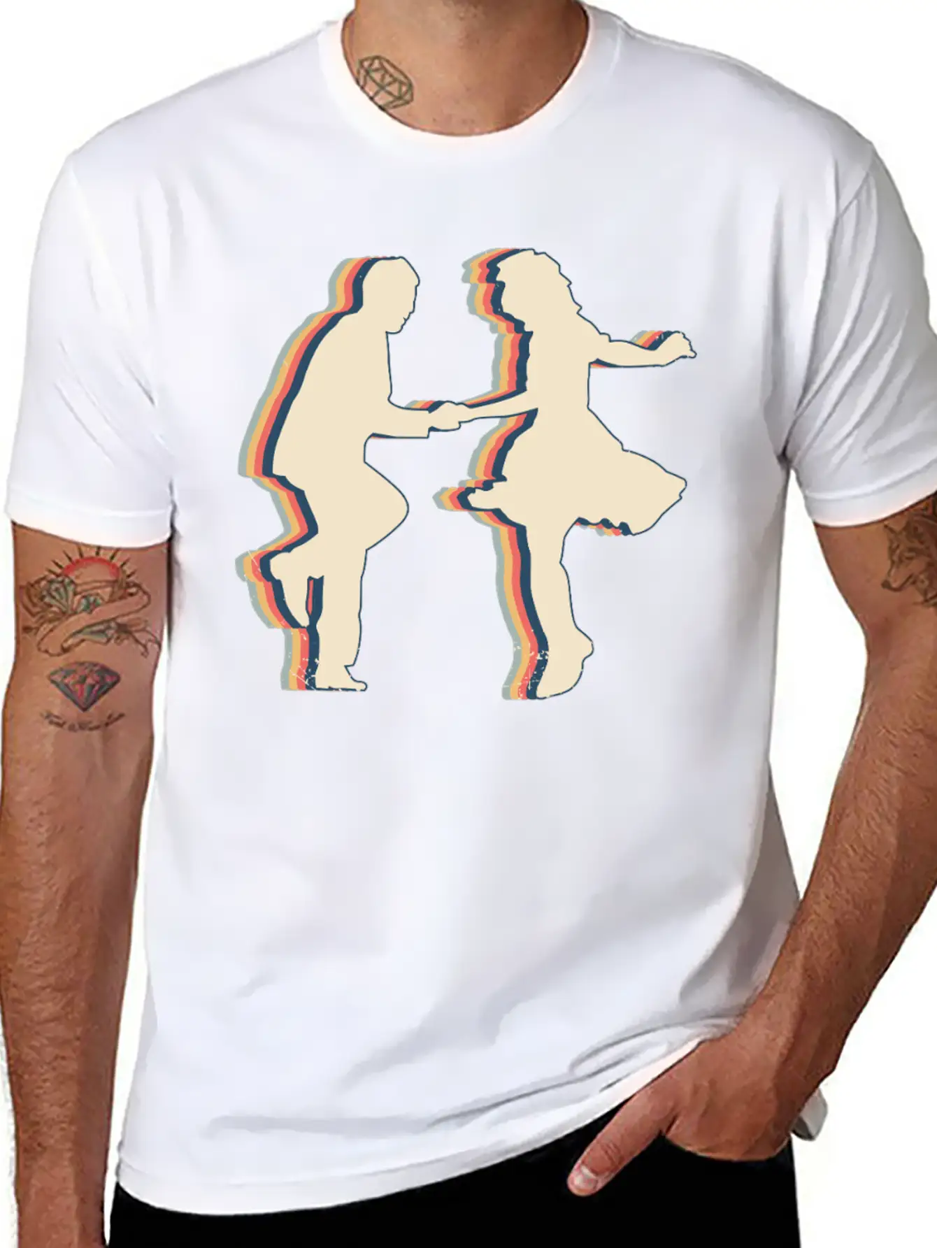 Swing Dance Swimmer Swim Retro Line Art Unisex Casual T-Shirt – Clean Design For Daily Comfort