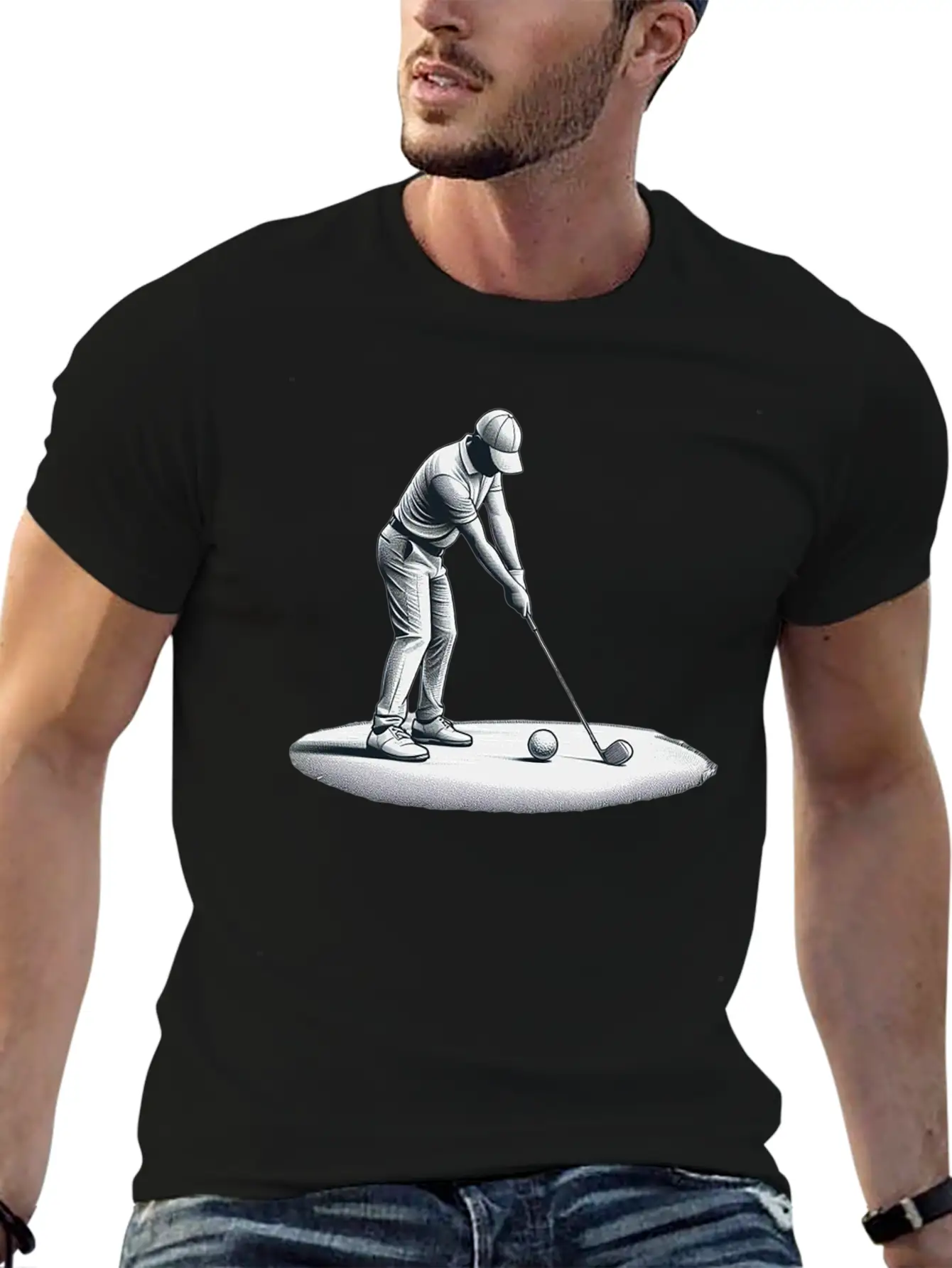 Swing Setup: Golf Sketch Unisex Casual T-Shirt – Clean Design For Daily Comfort