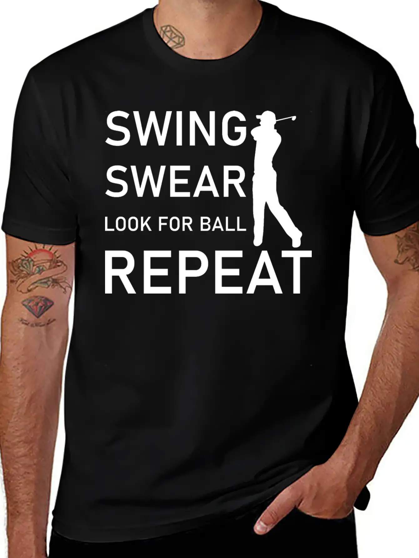 Swing Swear Look For Ball Repeat - Funny Golf Unisex Casual T-Shirt – Clean Design For Daily Comfort