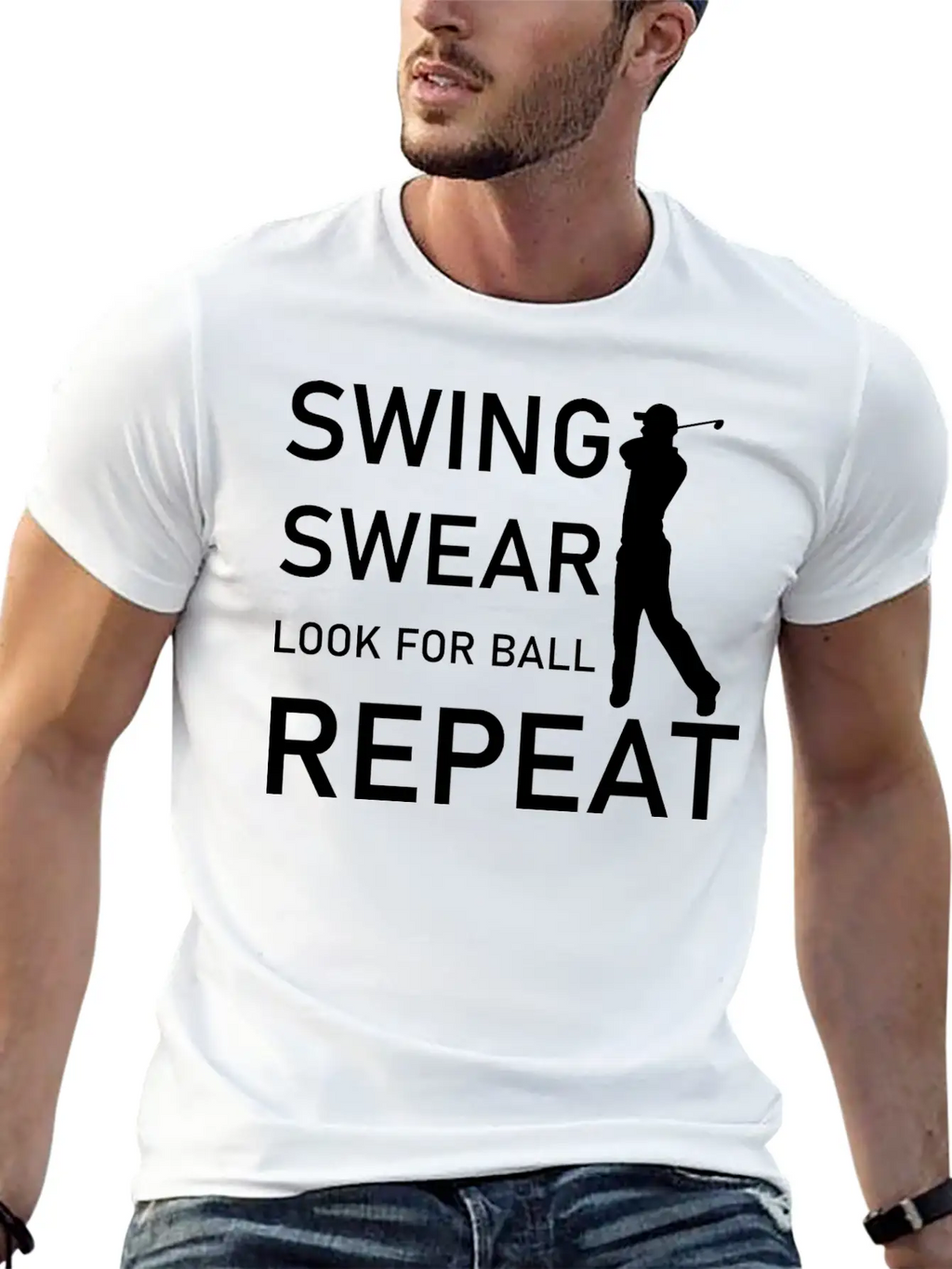 Swing Swear Look For Ball Repeat - Funny Golf Unisex Casual T-Shirt – Clean Design For Daily Comfort