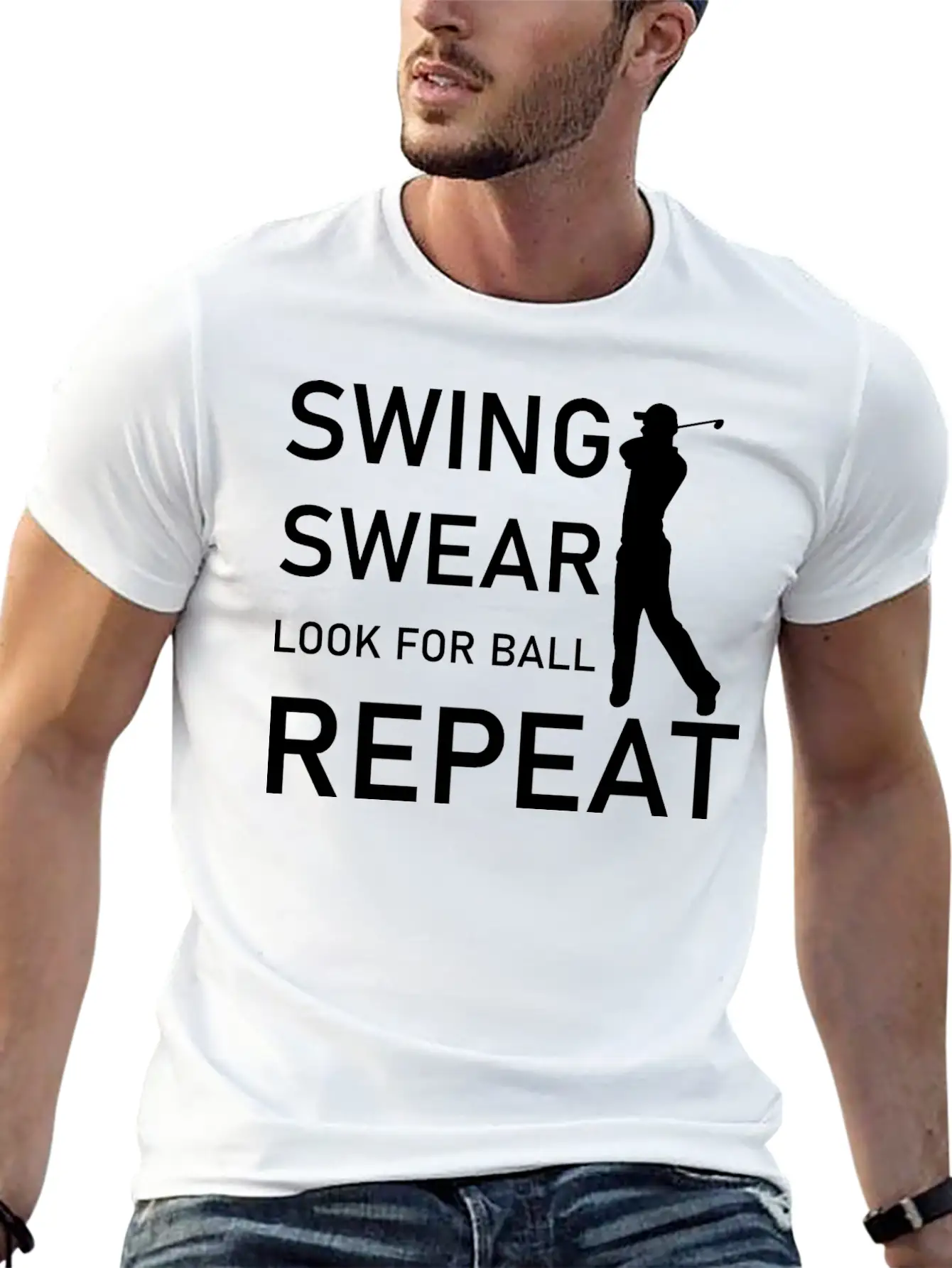 Swing Swear Look For Ball Repeat - Funny Golf Unisex Casual T-Shirt – Clean Design For Daily Comfort