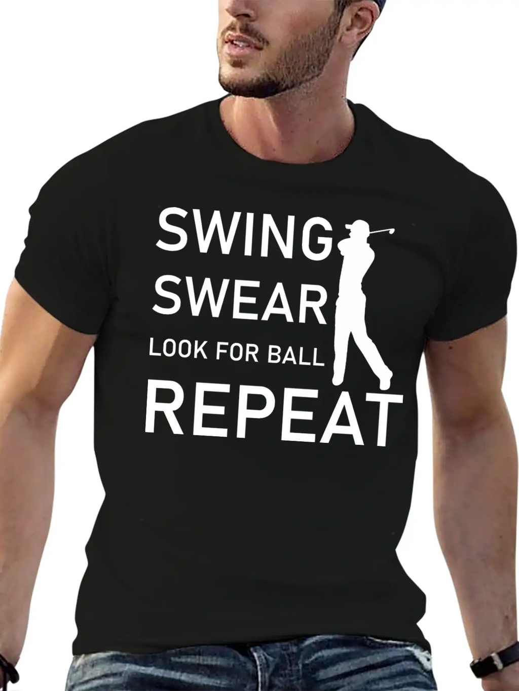 Swing Swear Look For Ball Repeat - Funny Golf Unisex Casual T-Shirt – Clean Design For Daily Comfort