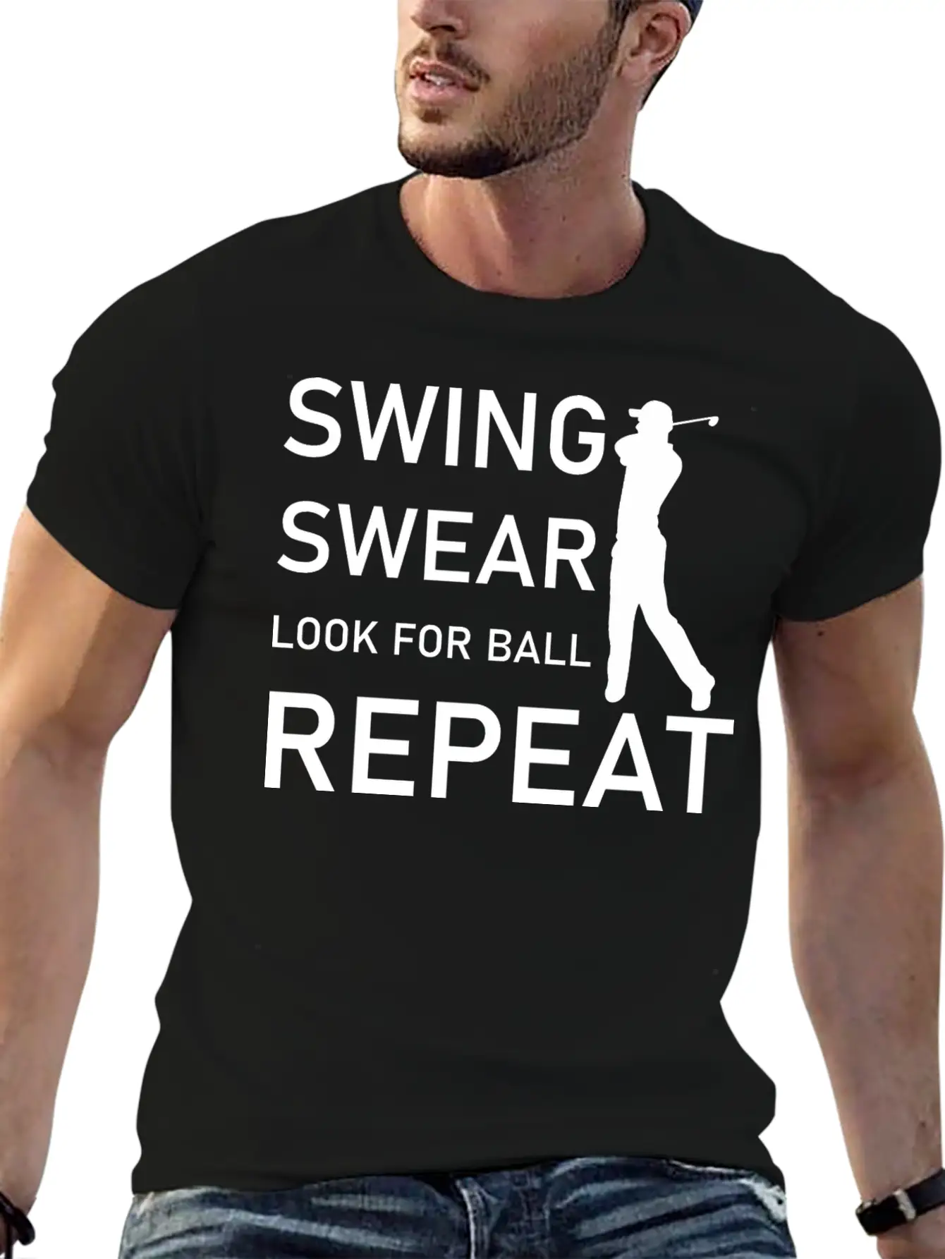 Swing Swear Look For Ball Repeat - Funny Golf Unisex Casual T-Shirt – Clean Design For Daily Comfort