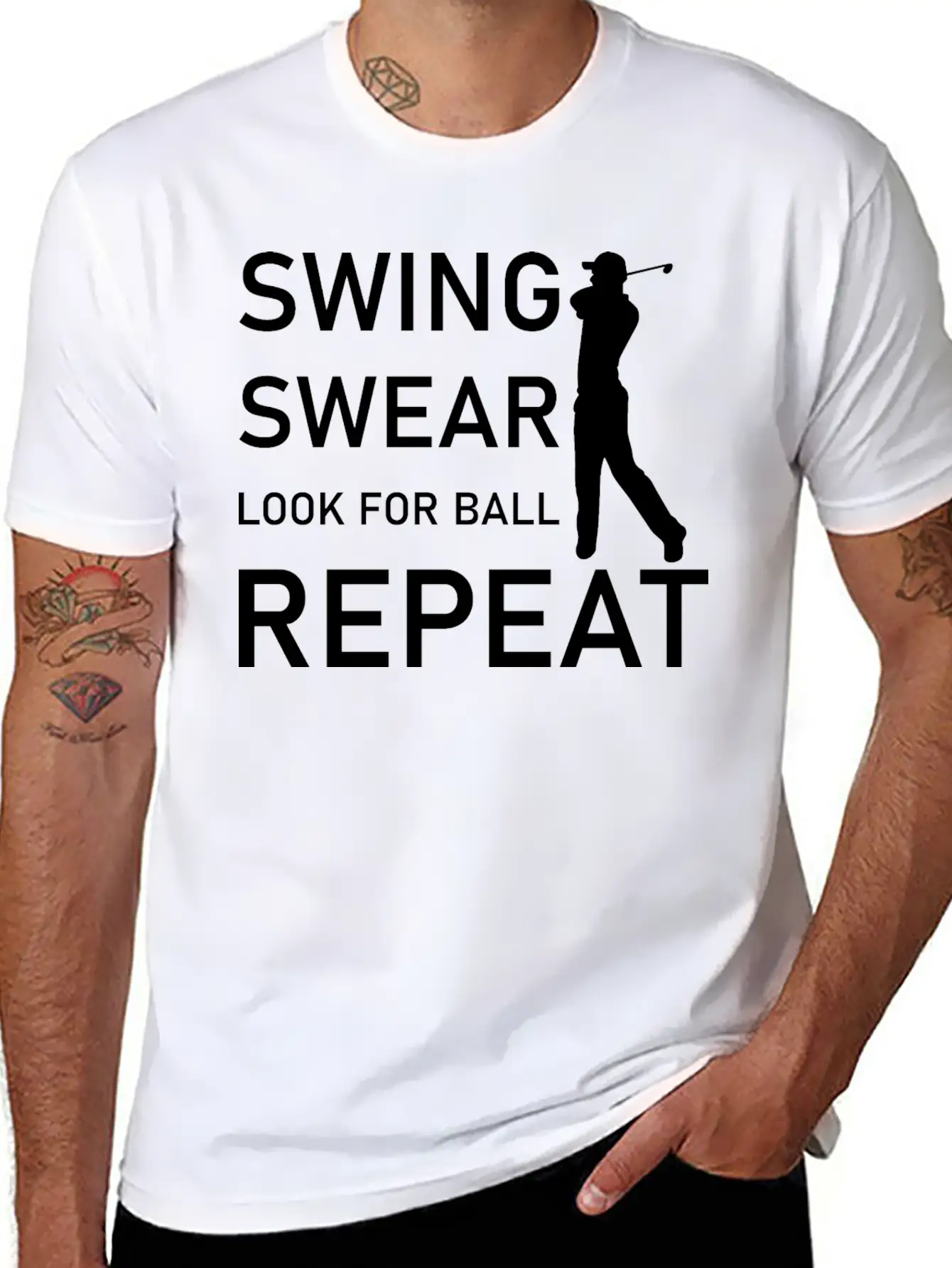 Swing Swear Look For Ball Repeat - Funny Golf Unisex Casual T-Shirt – Clean Design For Daily Comfort