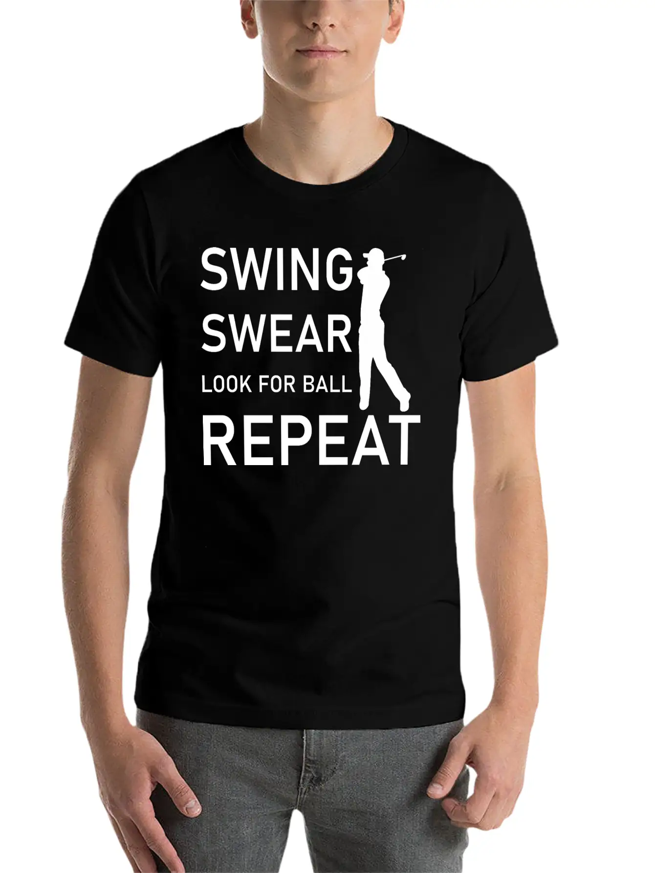 Swing Swear Look For Ball Repeat - Funny Golf Unisex Casual T-Shirt – Clean Design For Daily Comfort