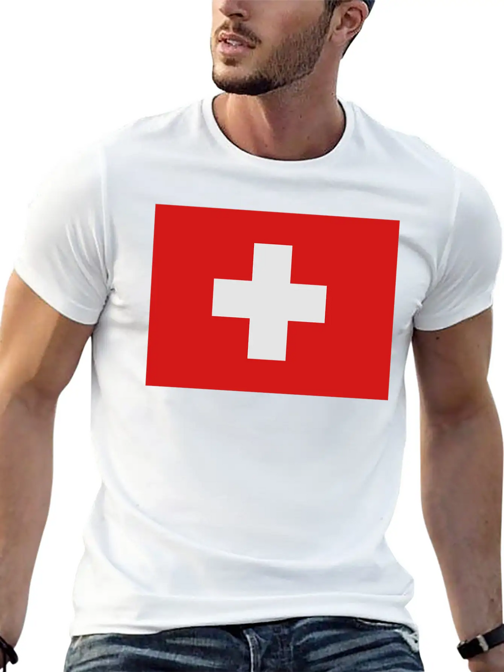 Swiss Flag Breathable Soft Cotton T-Shirt – Timeless Casual Look