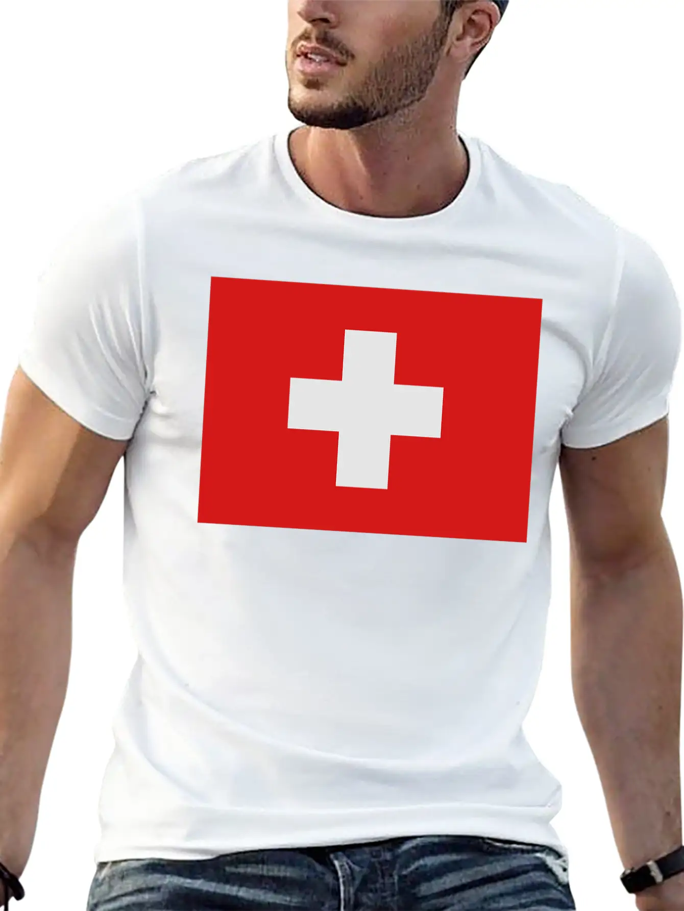 Swiss Flag Breathable Soft Cotton T-Shirt – Timeless Casual Look
