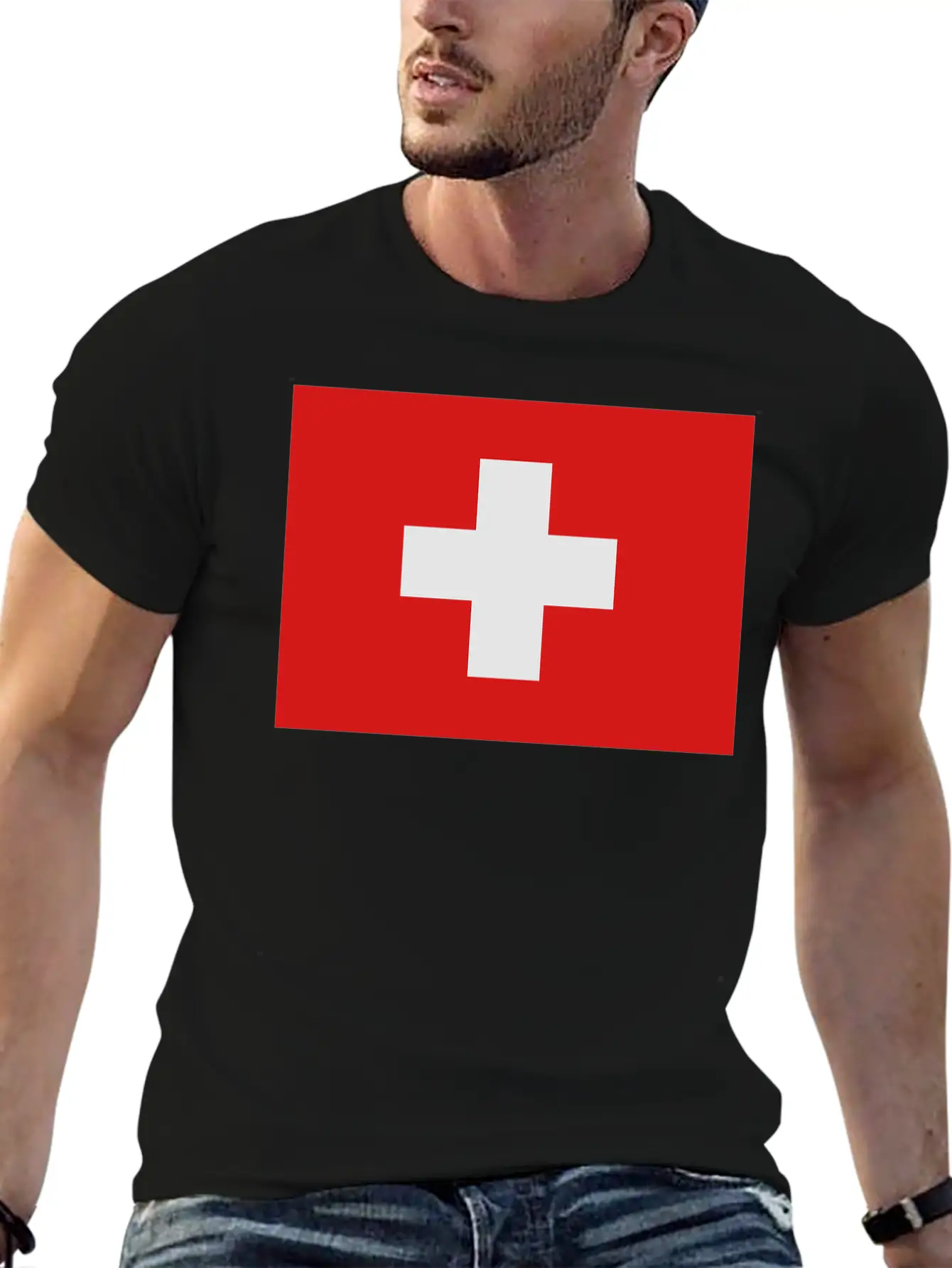 Swiss Flag Breathable Soft Cotton T-Shirt – Timeless Casual Look