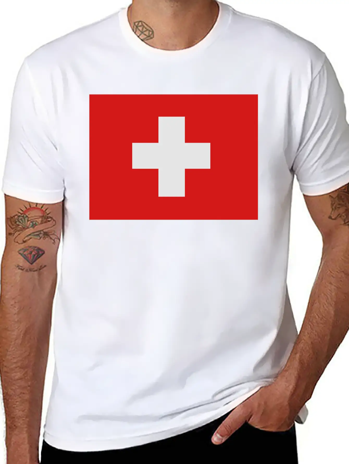 Swiss Flag Breathable Soft Cotton T-Shirt – Timeless Casual Look