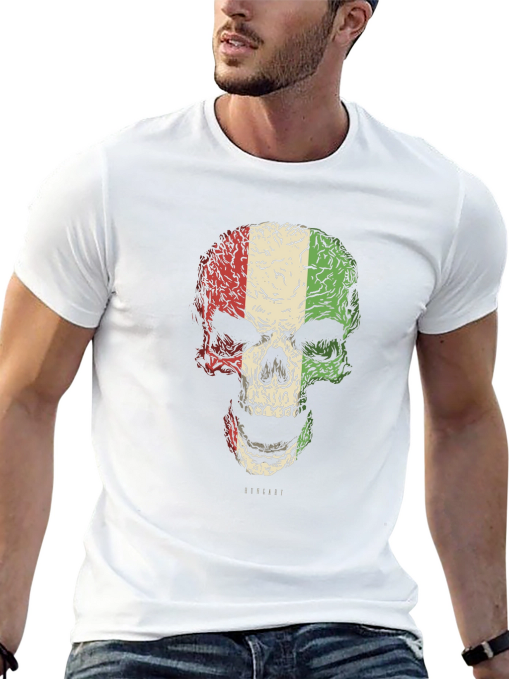 Italian Flag Skull Graphic T-Shirt