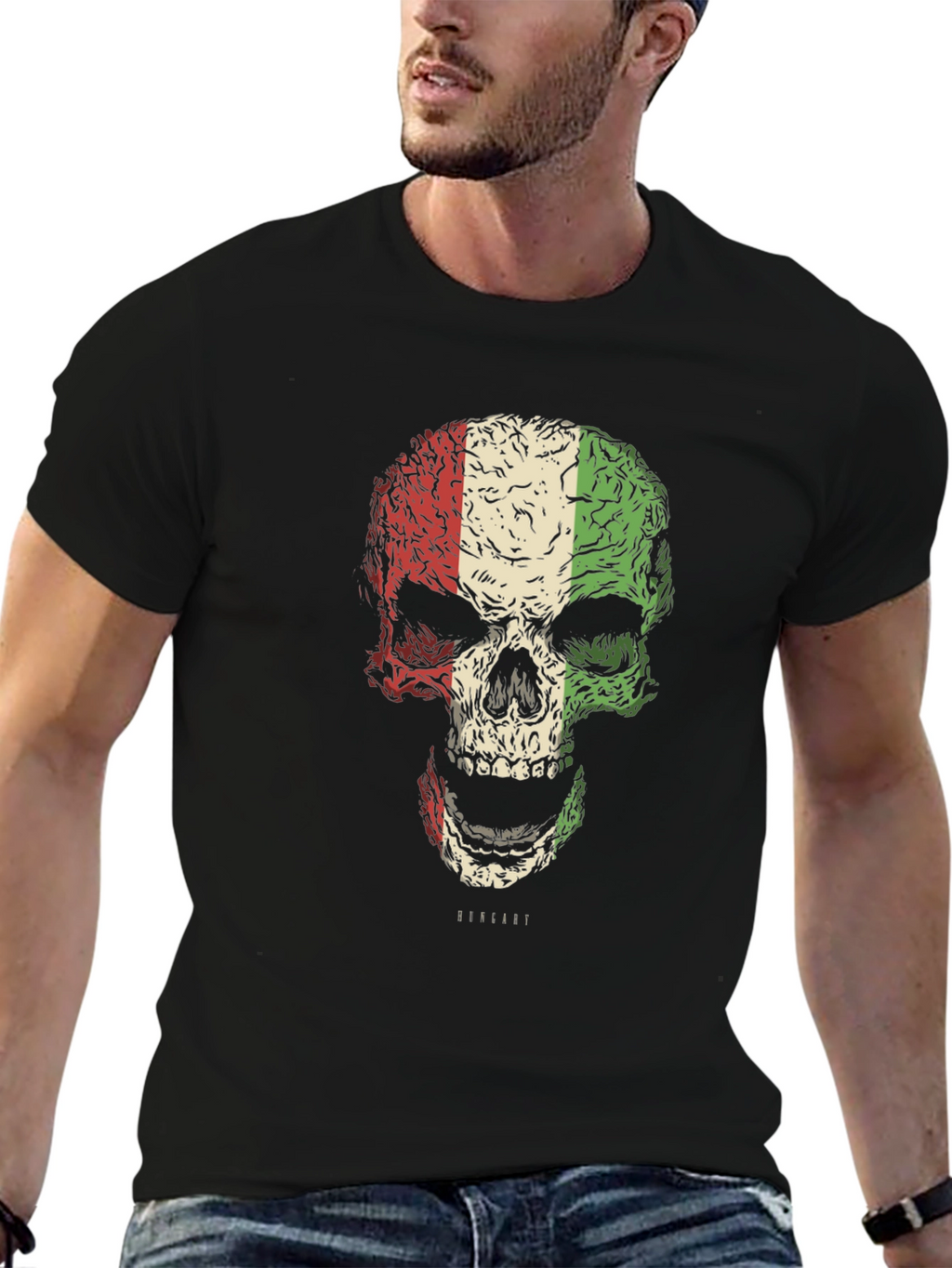 Italian Flag Skull Graphic T-Shirt