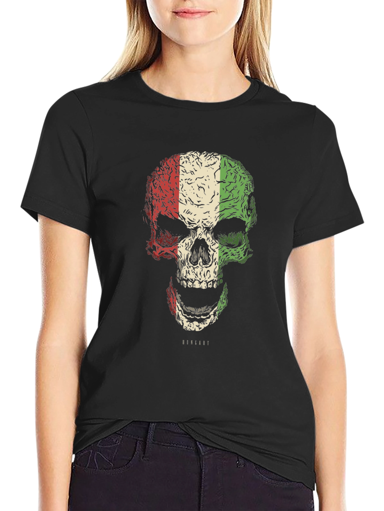 Italian Flag Skull Graphic T-Shirt