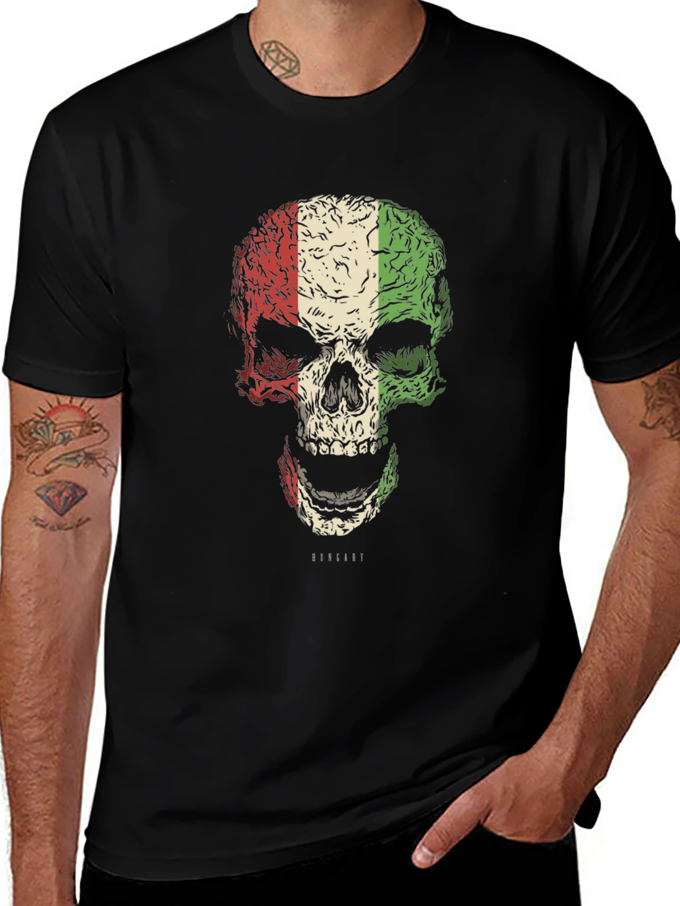 Italian Flag Skull Graphic T-Shirt