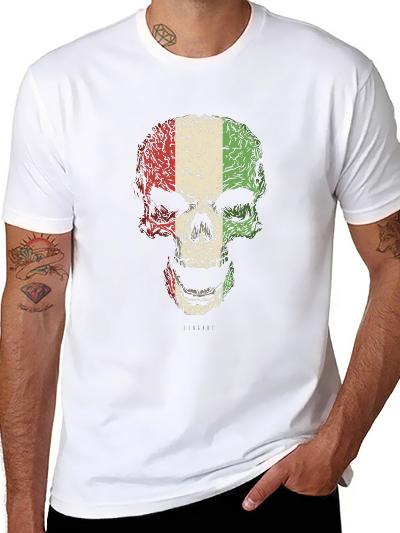 Italian Flag Skull Graphic T-Shirt