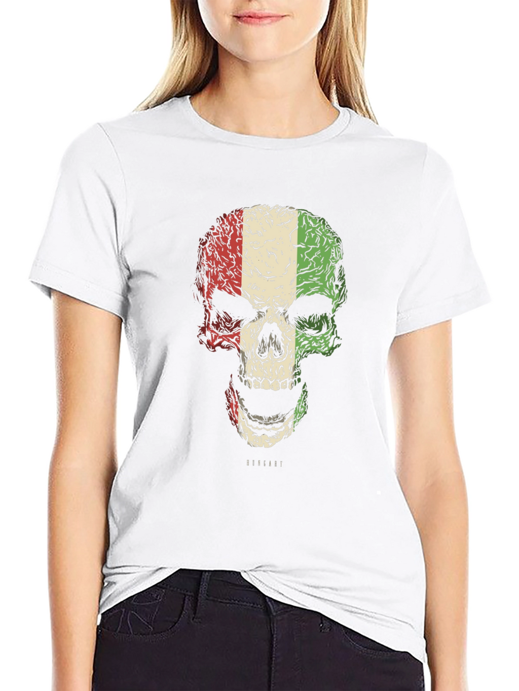Italian Flag Skull Graphic T-Shirt