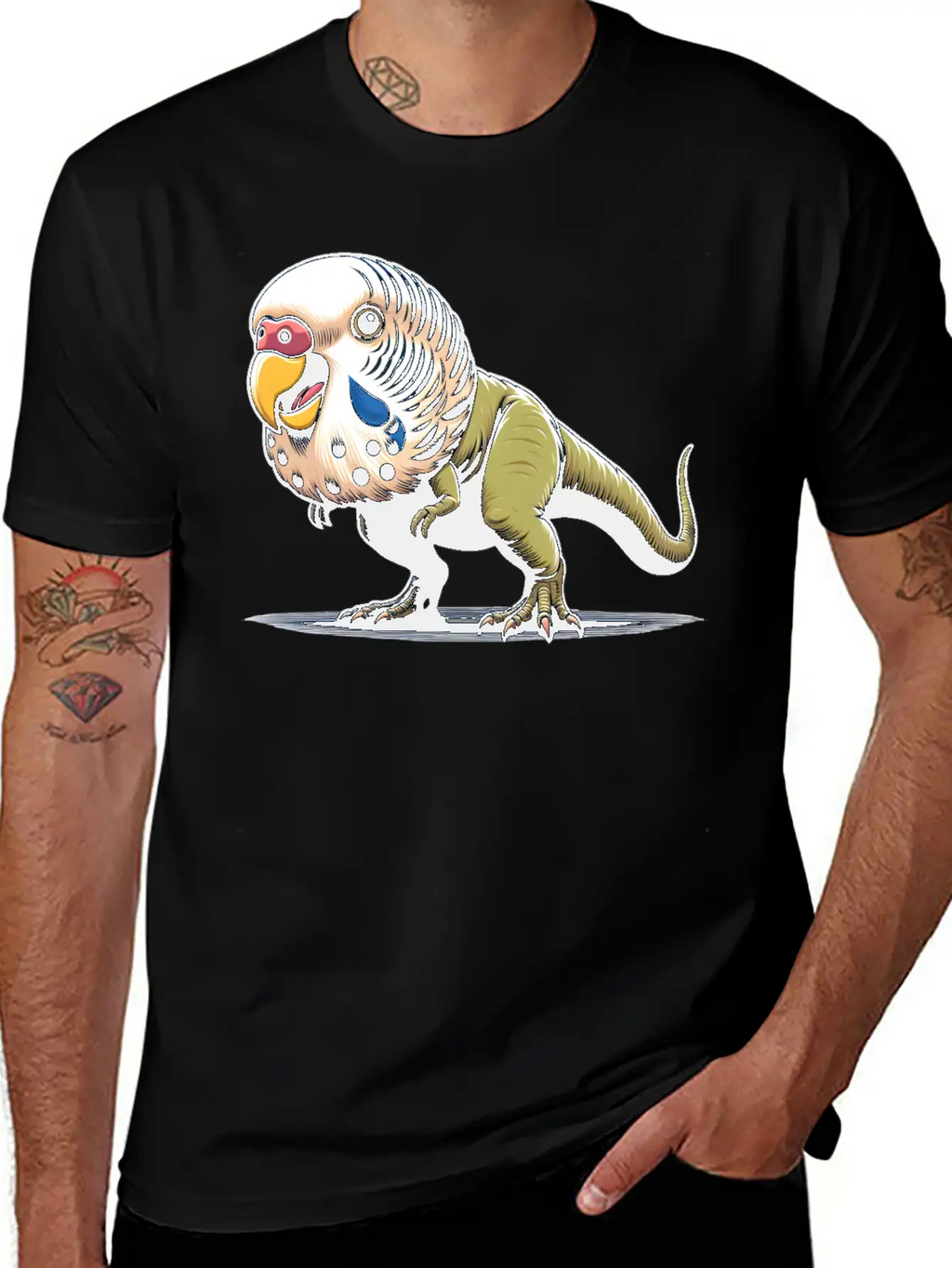 T-Rex With Budgie Head Unisex Casual T-Shirt – Clean Design For Daily Comfort