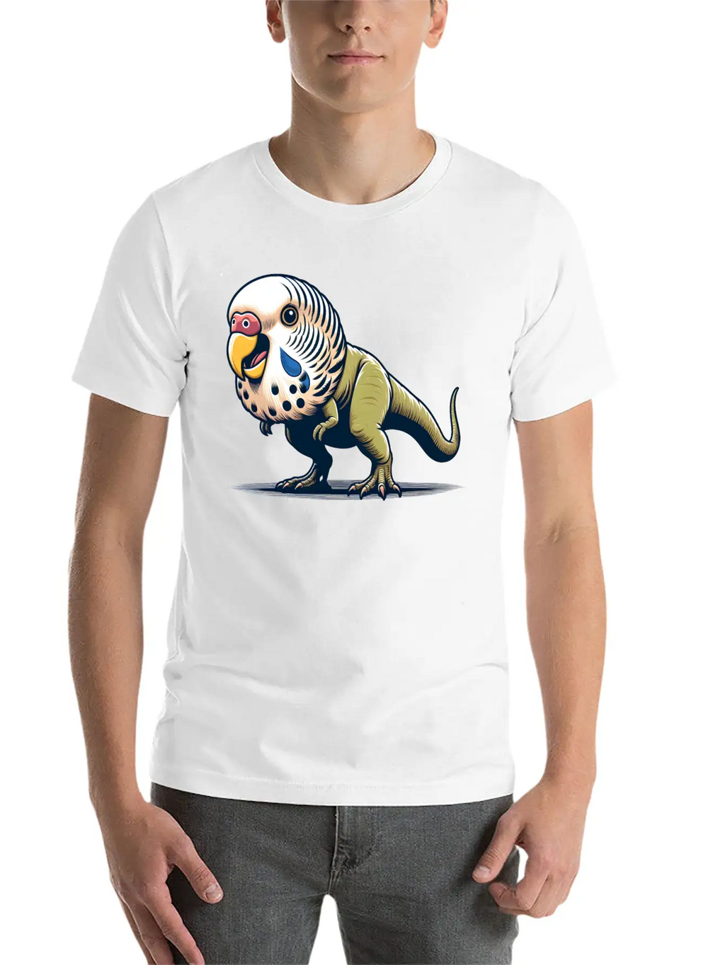 T-Rex With Budgie Head Unisex Casual T-Shirt – Clean Design For Daily Comfort