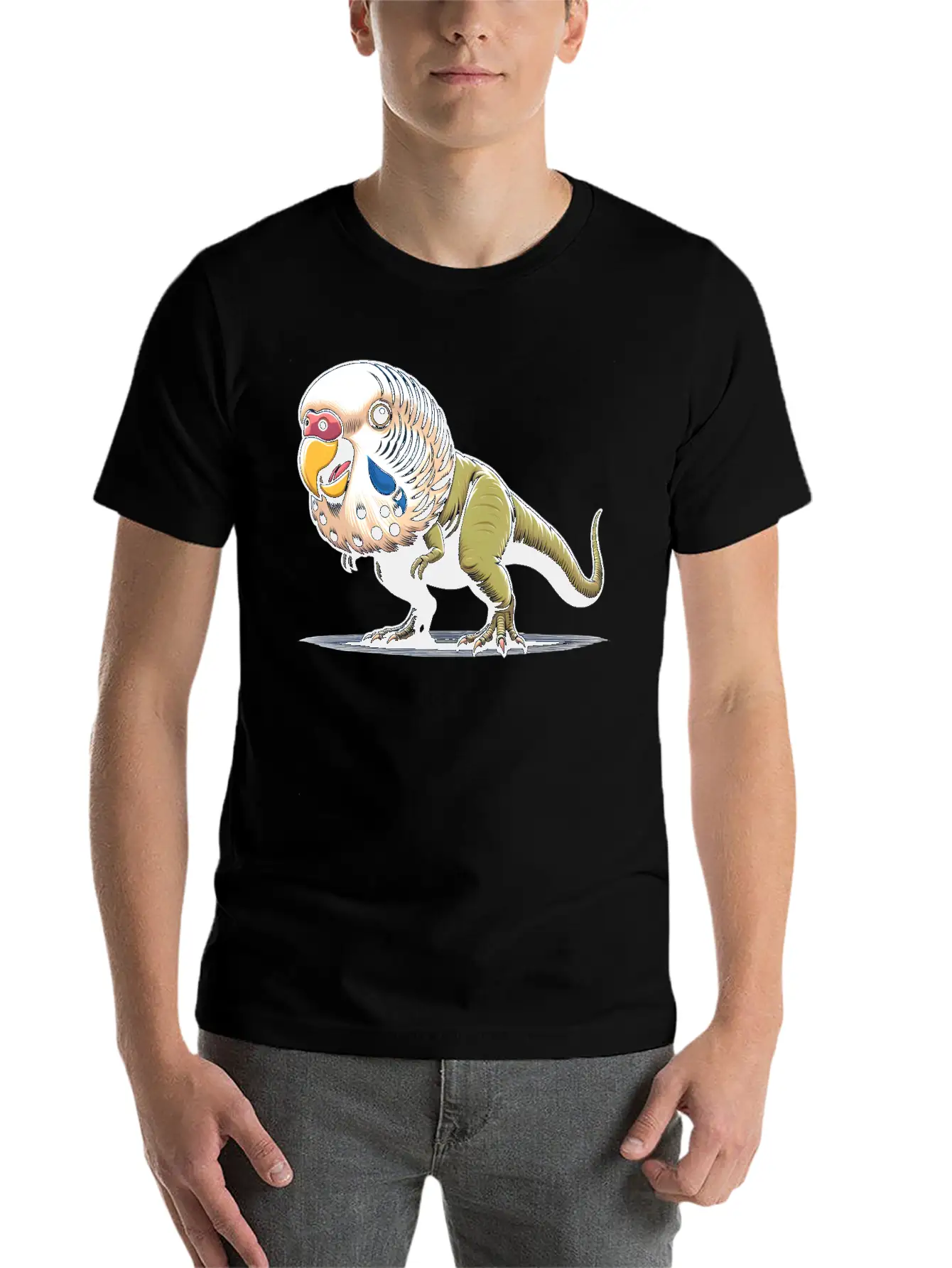 T-Rex With Budgie Head Unisex Casual T-Shirt – Clean Design For Daily Comfort