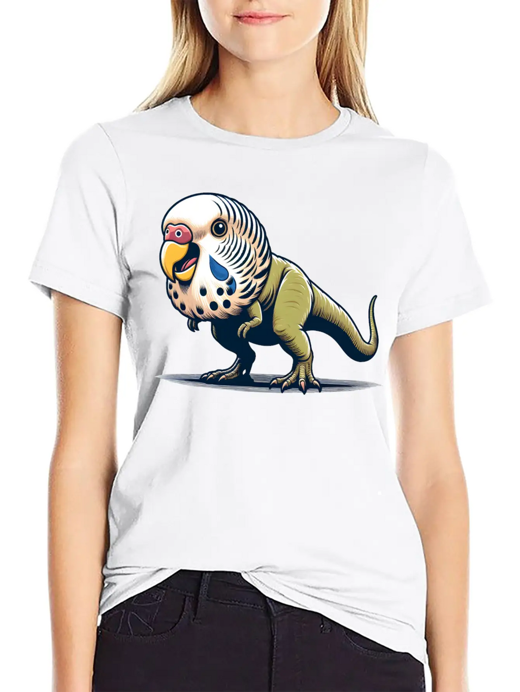 T-Rex With Budgie Head Unisex Casual T-Shirt – Clean Design For Daily Comfort