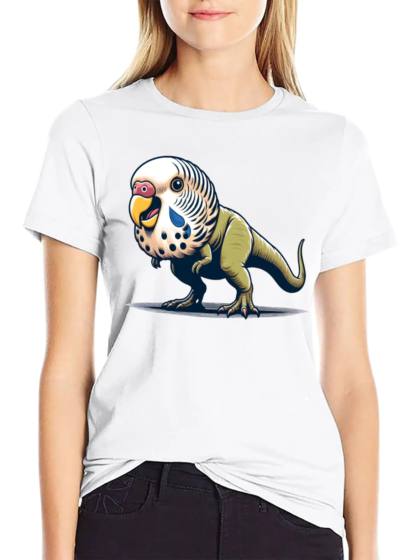 T-Rex With Budgie Head Unisex Casual T-Shirt – Clean Design For Daily Comfort