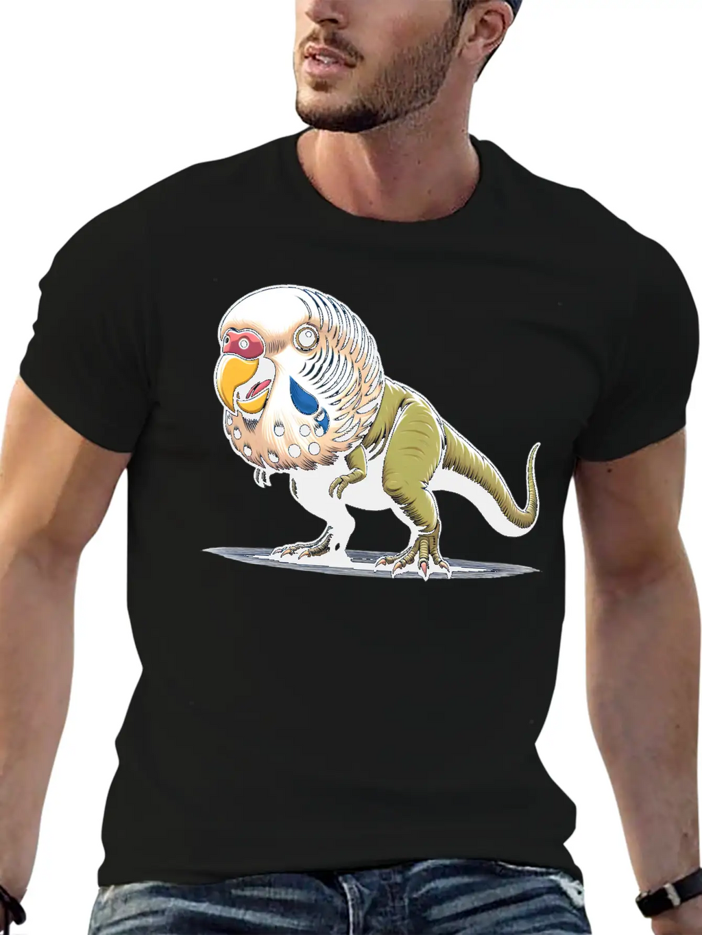 T-Rex With Budgie Head Unisex Casual T-Shirt – Clean Design For Daily Comfort