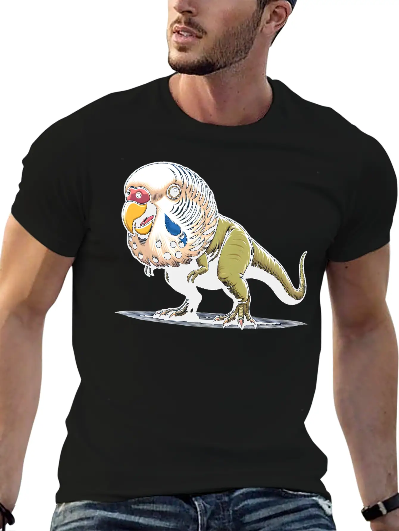 T-Rex With Budgie Head Unisex Casual T-Shirt – Clean Design For Daily Comfort