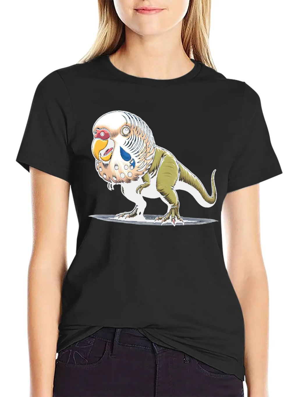 T-Rex With Budgie Head Unisex Casual T-Shirt – Clean Design For Daily Comfort