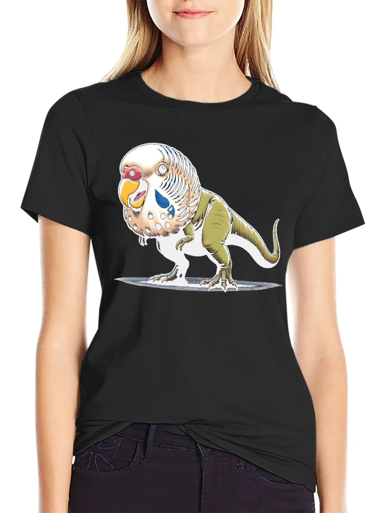 T-Rex With Budgie Head Unisex Casual T-Shirt – Clean Design For Daily Comfort