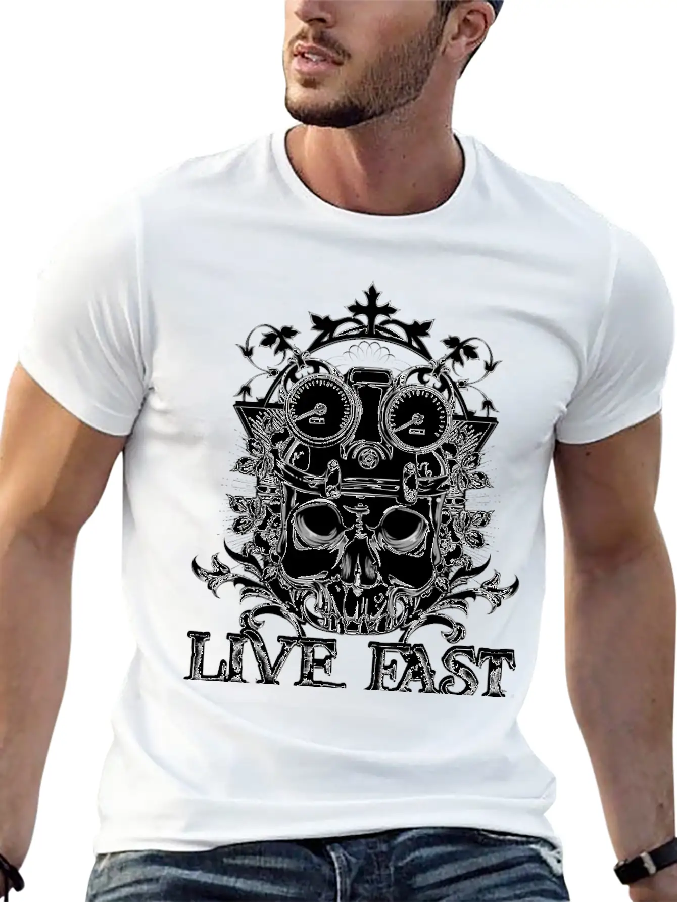 T Shirt Streetwear Tatoo Skull Vector Image Time Essential Cotton Tee For Daily Outfits – Unisex Style